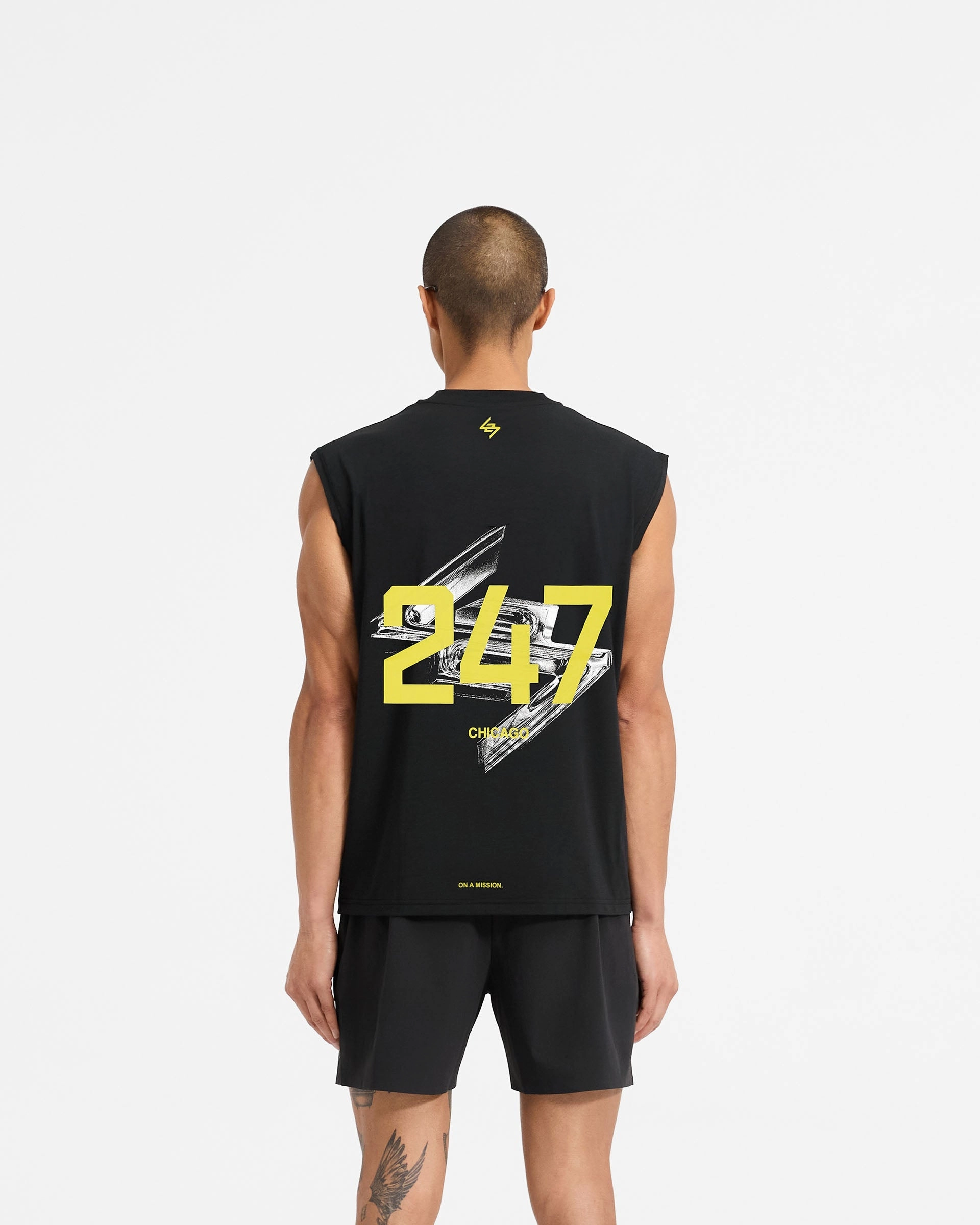 247 Chicago Oversized Tank - Jet Black Lightweight Comfort Wear Travel Light