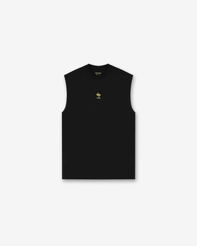 Garment Washed Texture 247 Chicago Oversized Tank - Jet Black