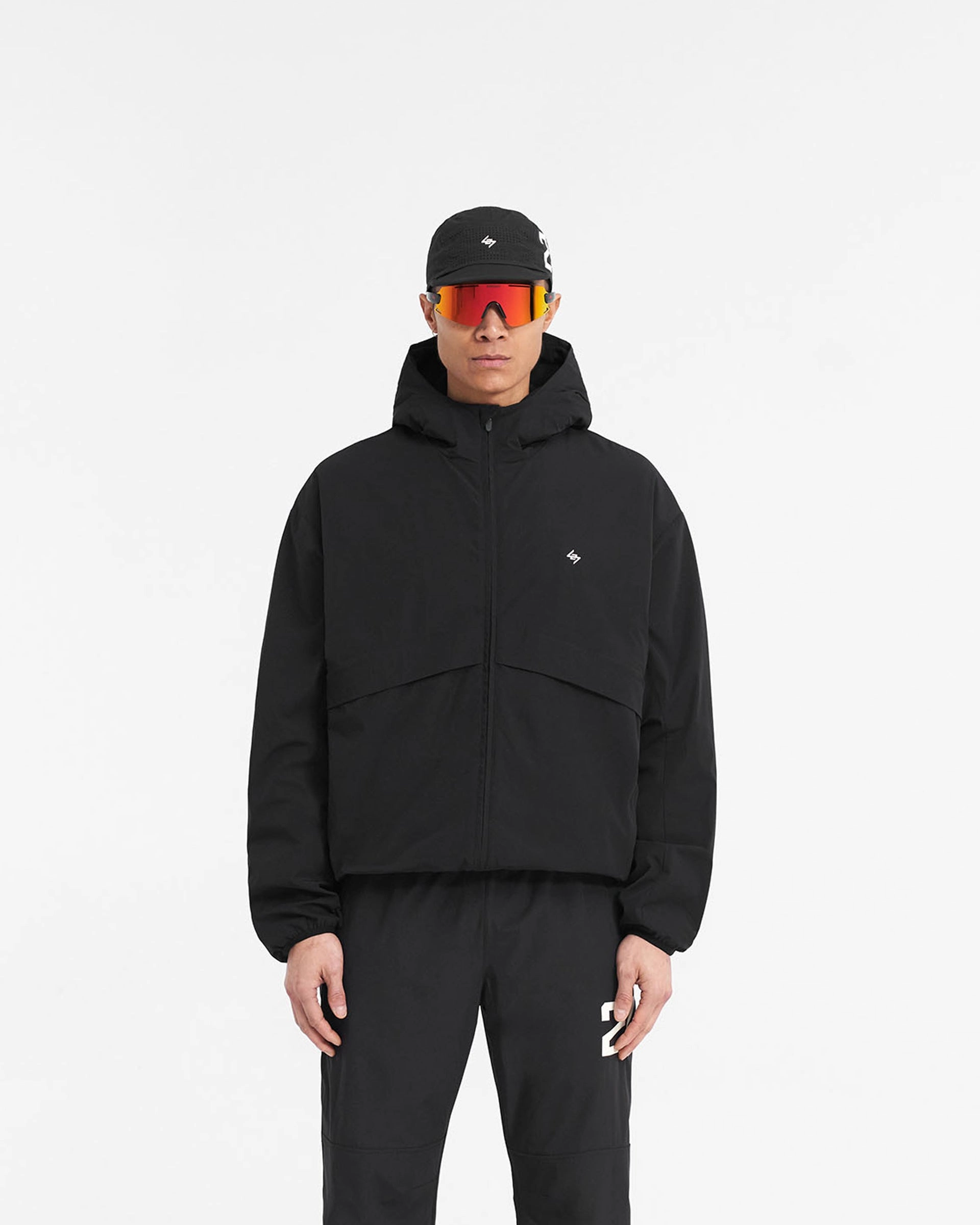 247 Hooded Training Jacket - Jet Black Modular Attachment System Double Breasted