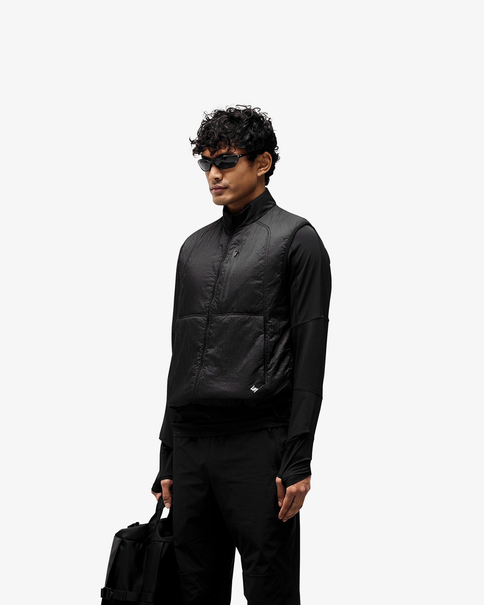 247 Run Gilet - Black Flexible Articulated Elbows Weekday Street Look