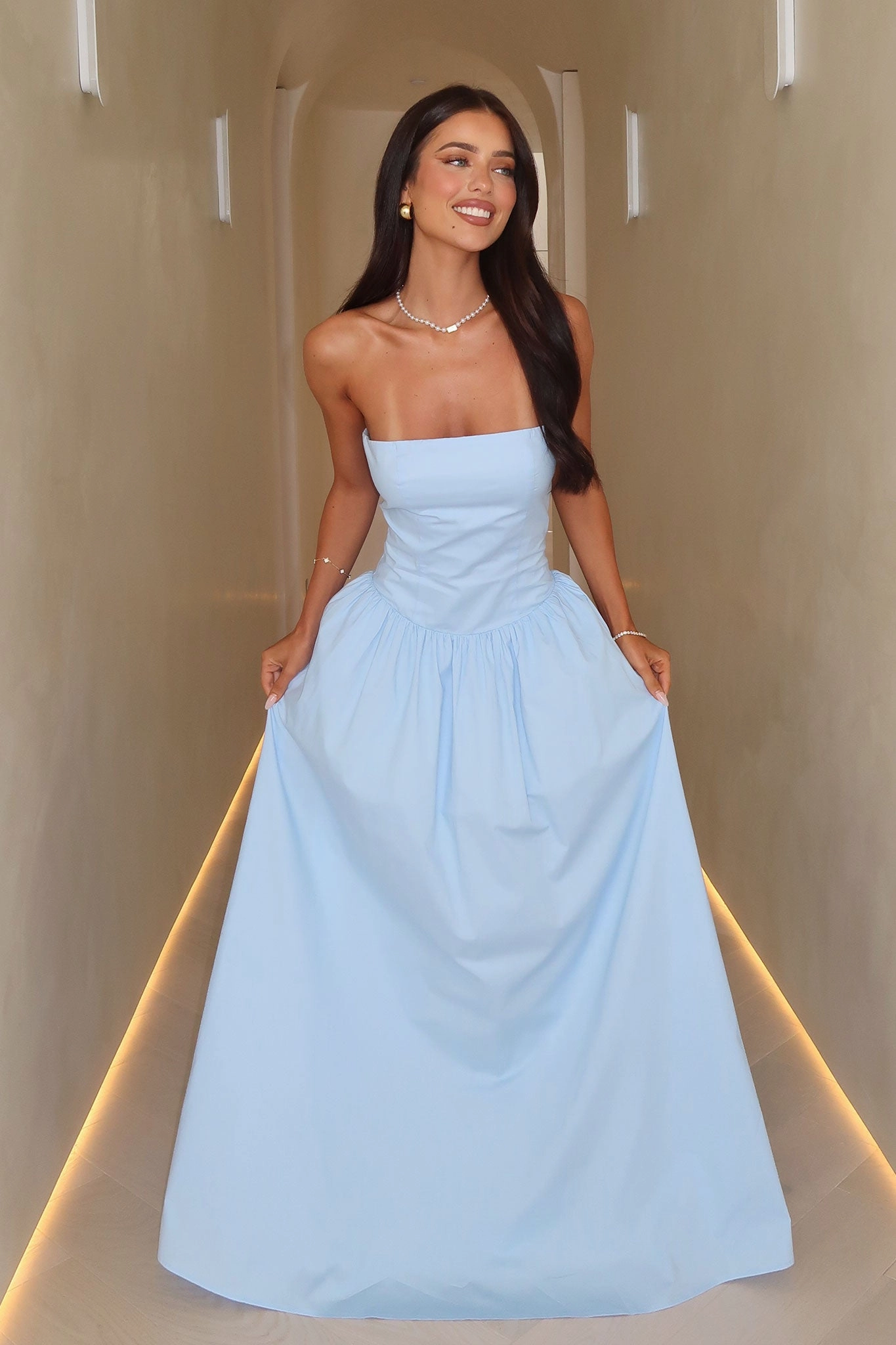 Smart Layer Wear Iridessa Strapless Maxi Dress - Baby Blue