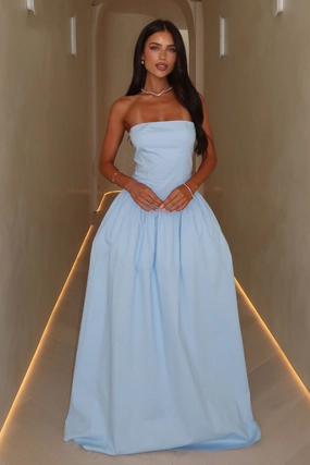 Trend Appeal Iridessa Strapless Maxi Dress - Baby Blue
