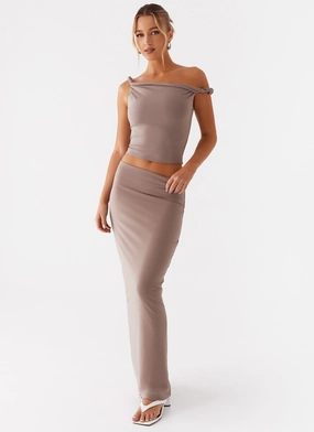 All Day Look Solace Soul Maxi Skirt - Taupe