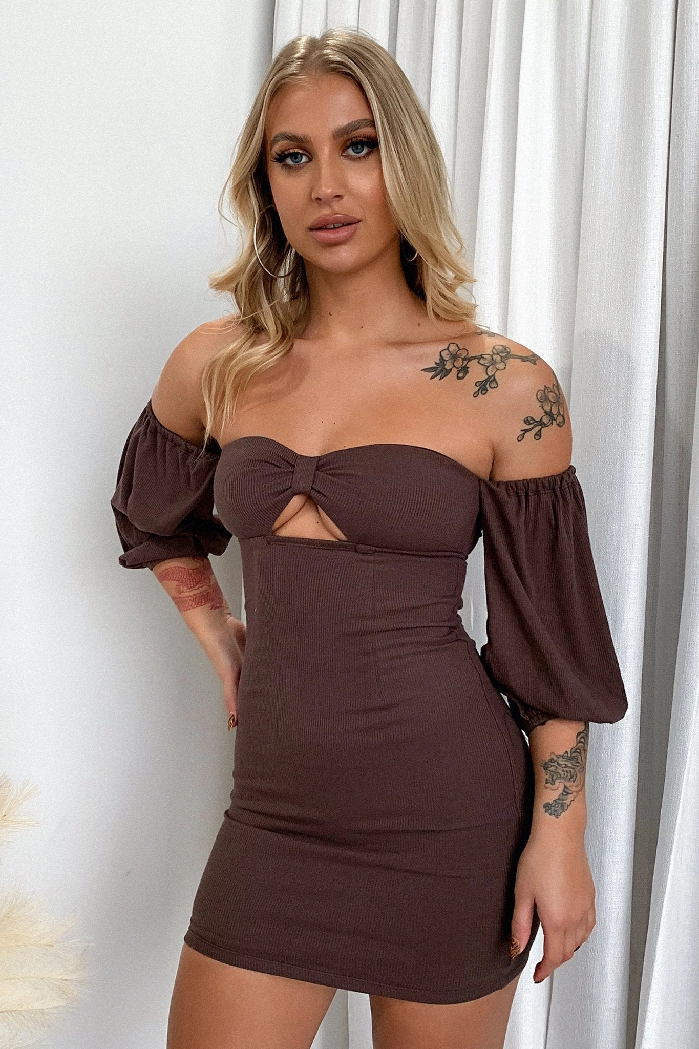 Relaxing Style Beadwork Abby Dress - Brown