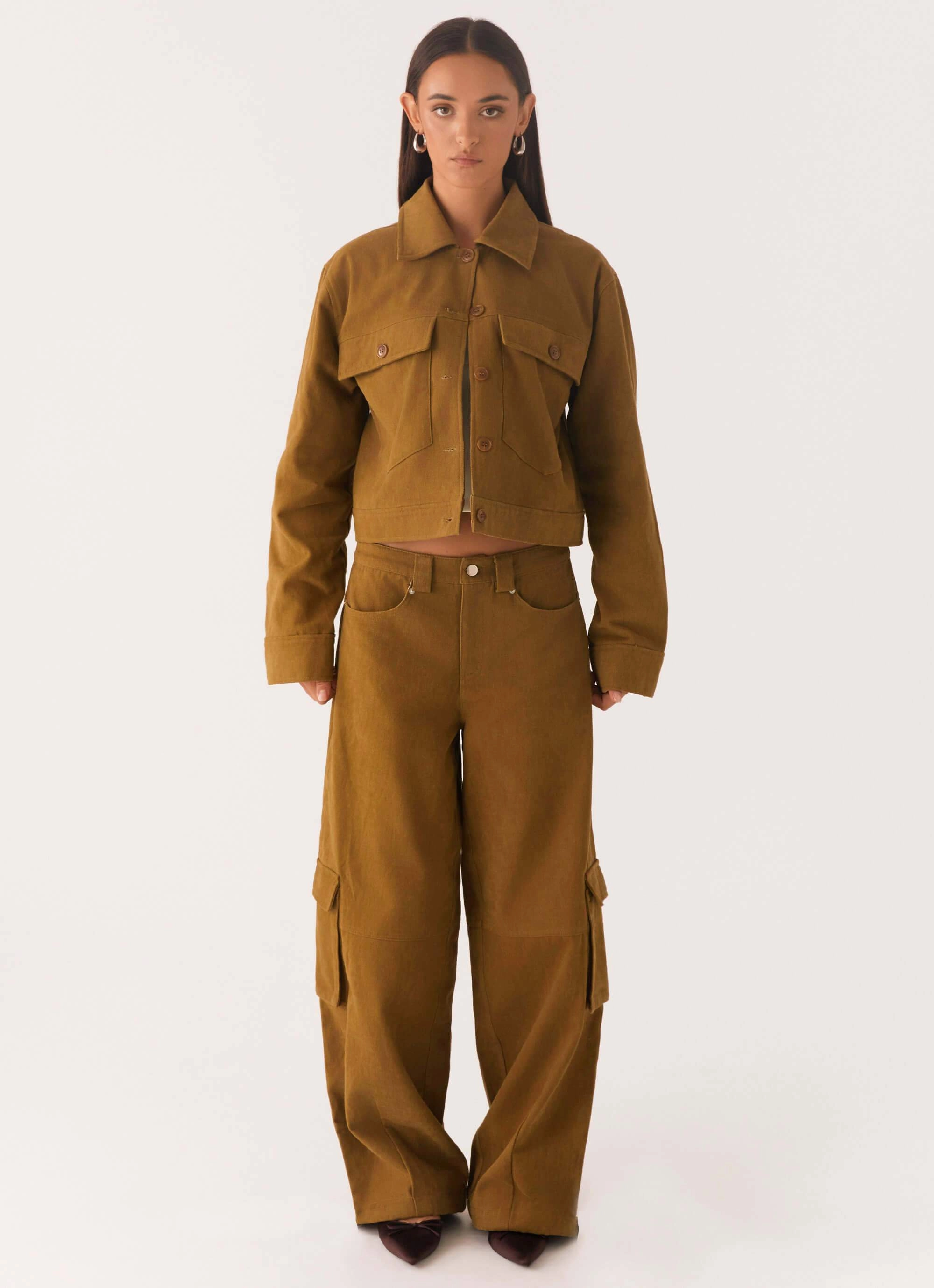 Eco Friendly Fabric Avi Boxy Jacket - Brown