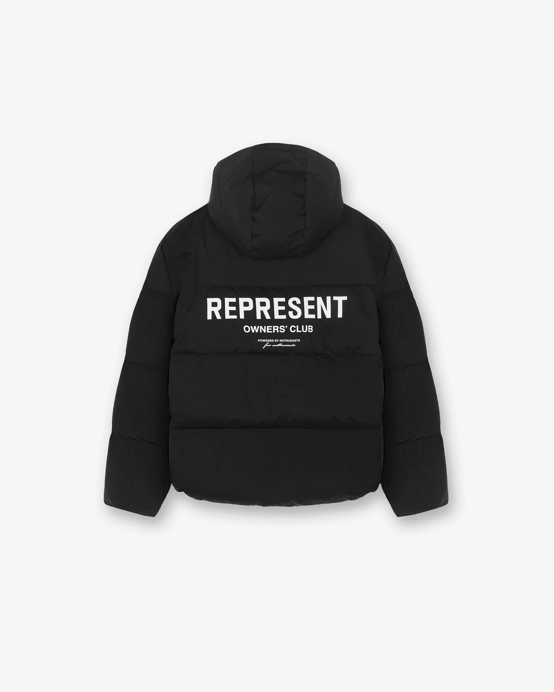 Represent Owners Club Hooded Puffer Jacket - Black WaterRepellentFabric Snap Closures