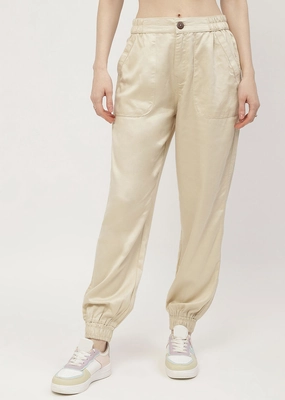 Trendy Cut Madame Solid Beige Jogger
