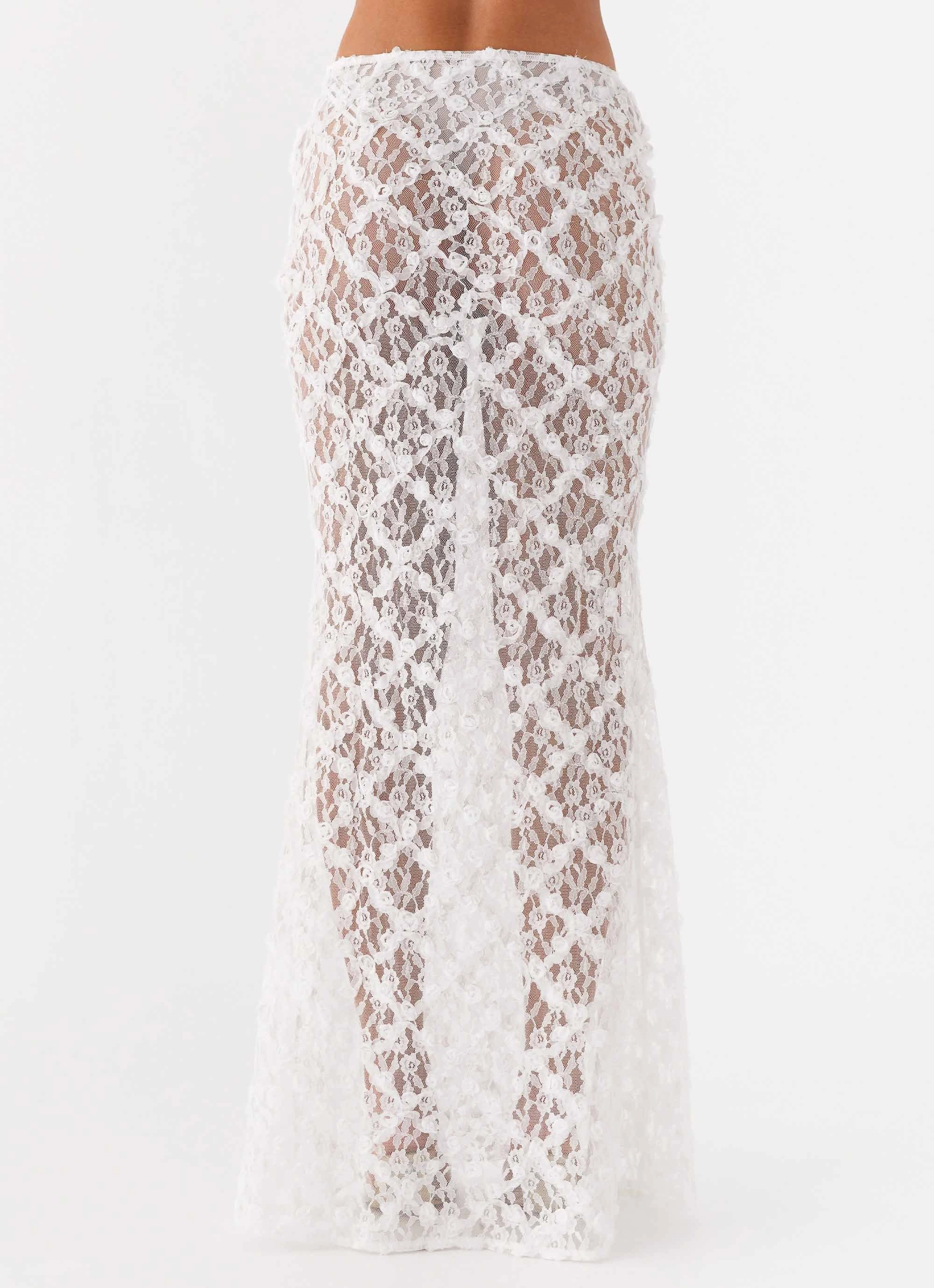 Influencer Style Botanical Dream Maxi Skirt - White
