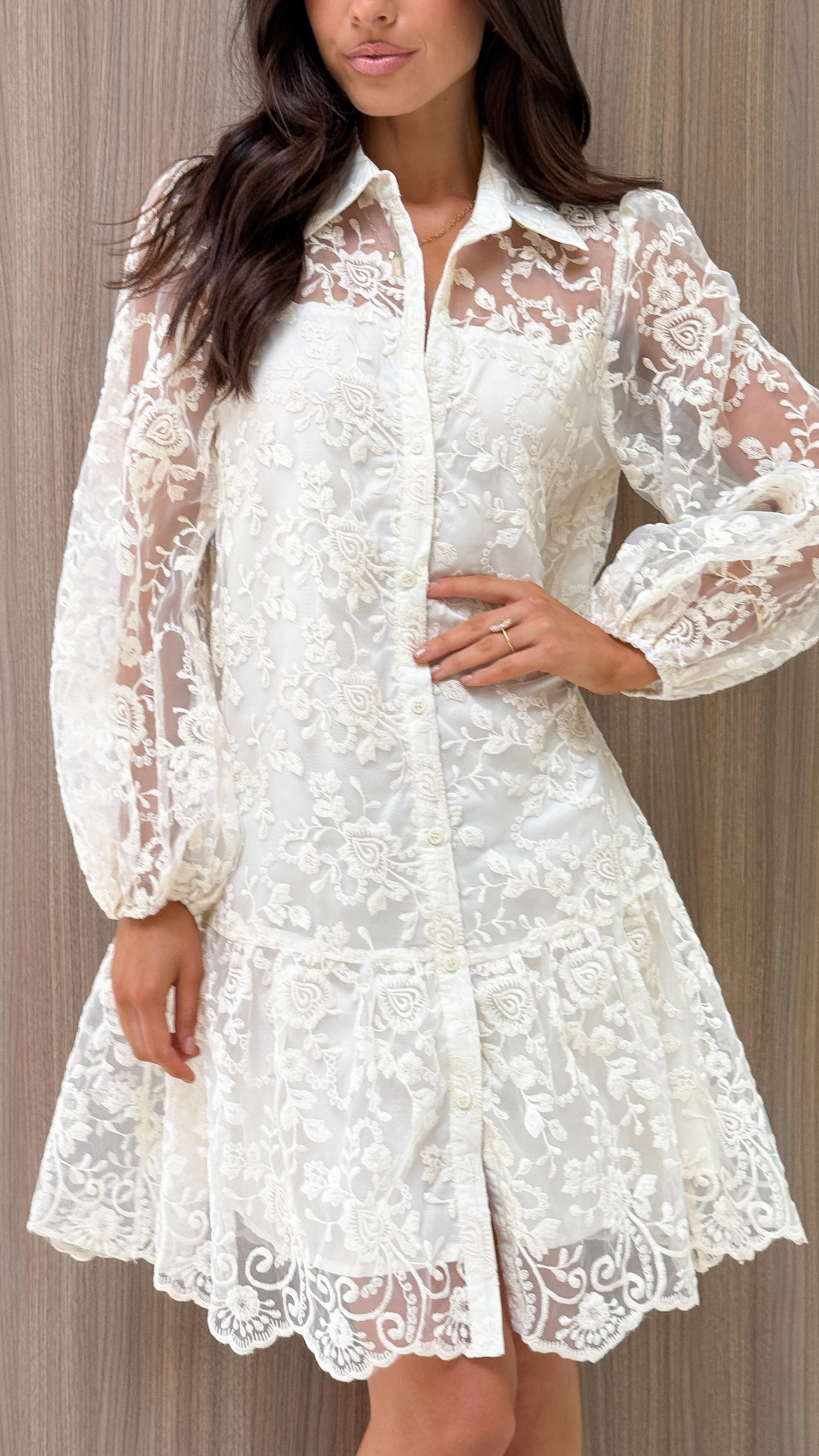 Timeless slip dress Acacia Lace Mini Dress - White