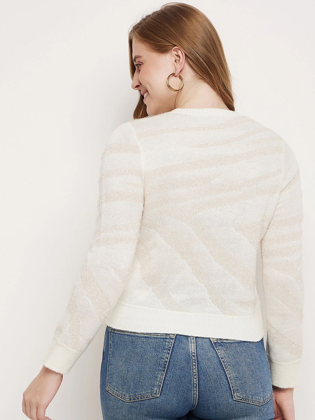 Madame White Crew Neck Sweater Light Flex Winter Perfection