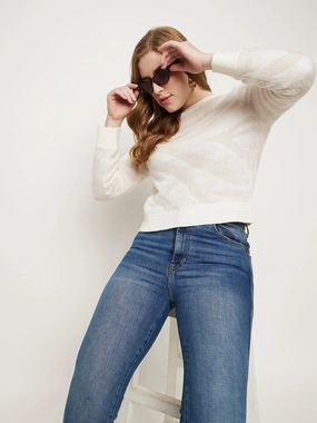 Madame White Crew Neck Sweater Smart Wear