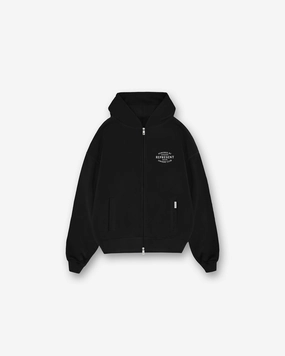 Represent Owners Club Stamp Zip Up Hoodie - Jet Black Earth Tones Relaxed Fit Design