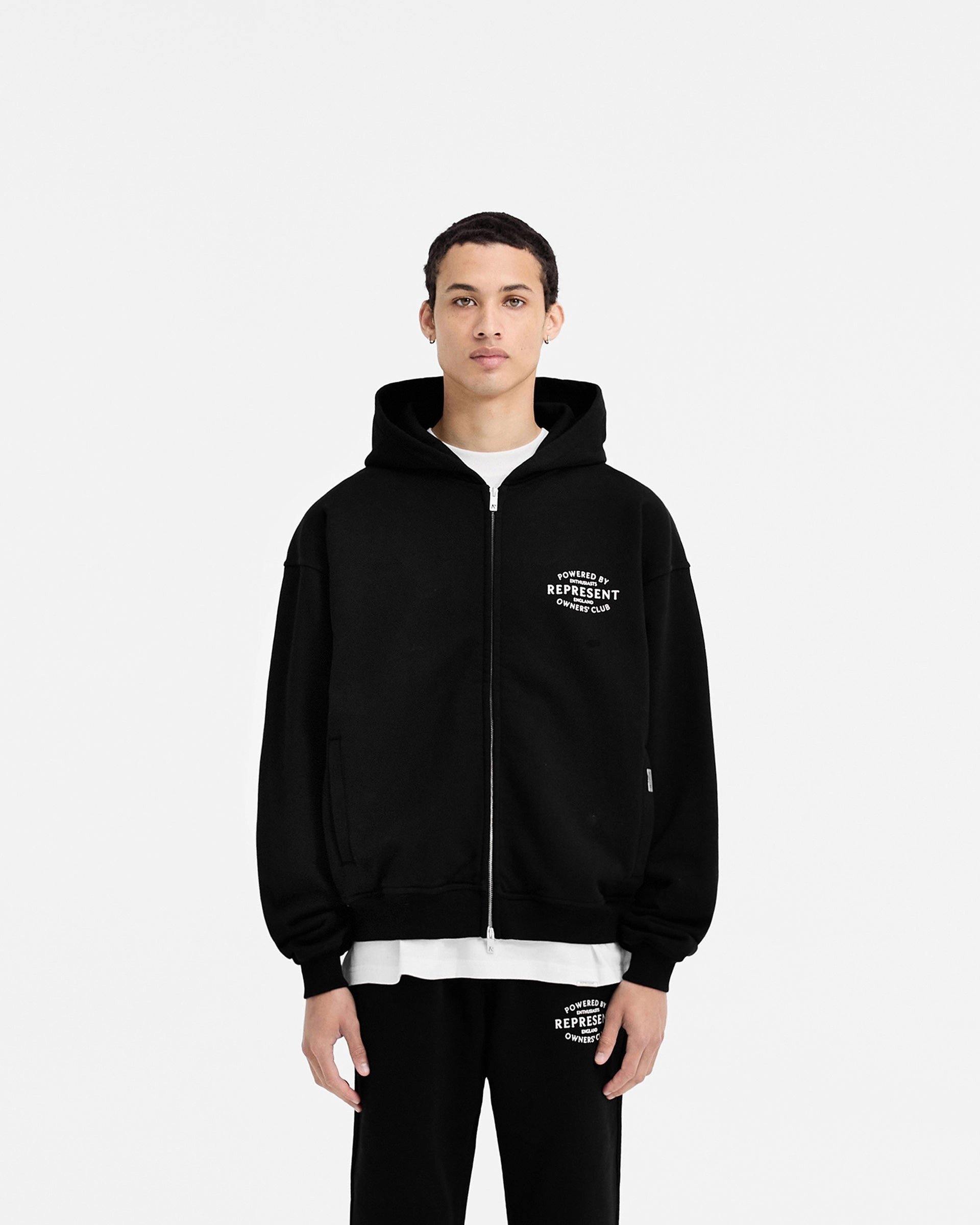 Represent Owners Club Stamp Zip Up Hoodie - Jet Black Exclusive piece