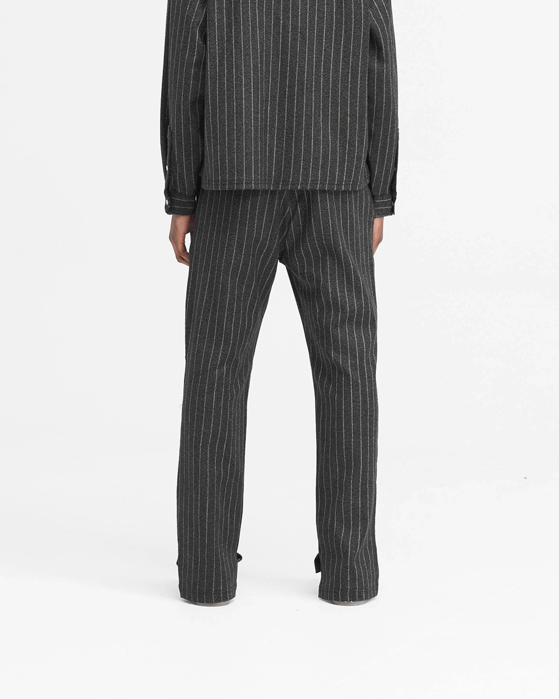 Stepped Hem Pant - Black Pinstripe Shape Flex