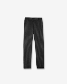 Stepped Hem Pant - Black Pinstripe Soft Wear Sophisticated Look