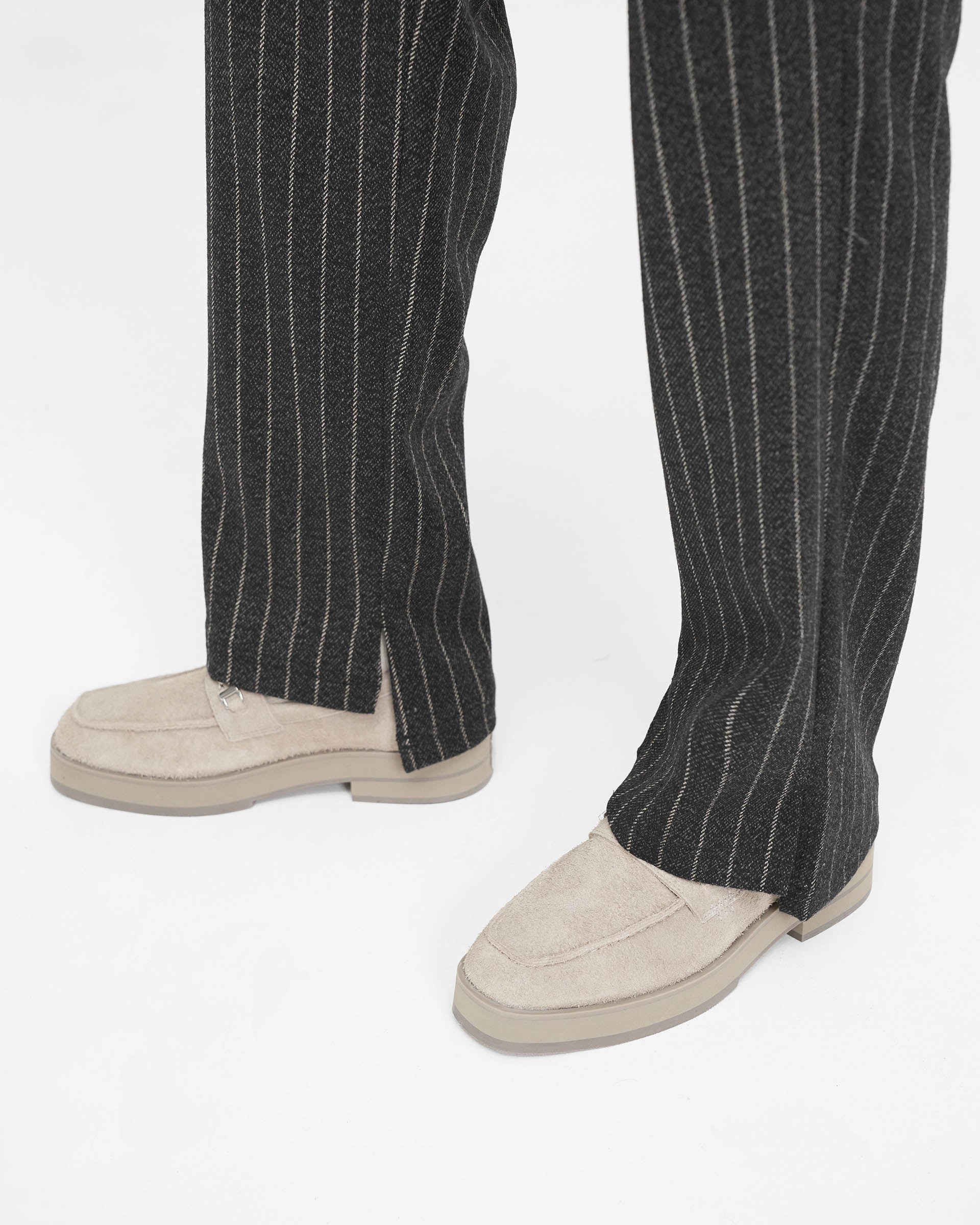 Stepped Hem Pant - Black Pinstripe Natural Movement Hidden pockets