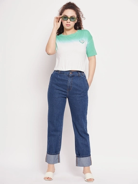 Madame Blue Denim Weekend Style Stretch Bold Look Classic Five Pocket Design