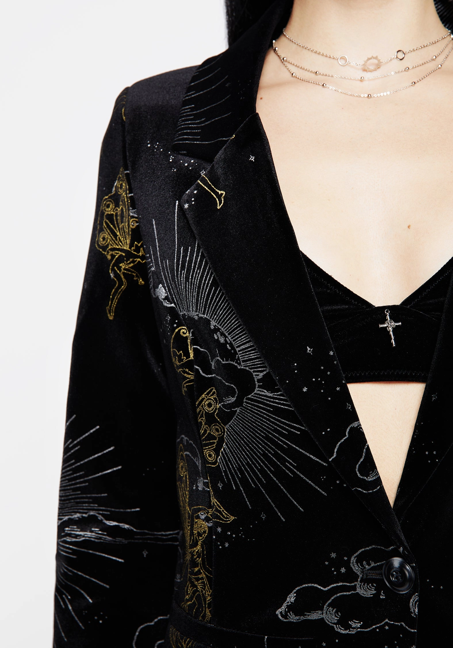 AntiSnag Lining Material Adelina Foil Print Velour Blazer