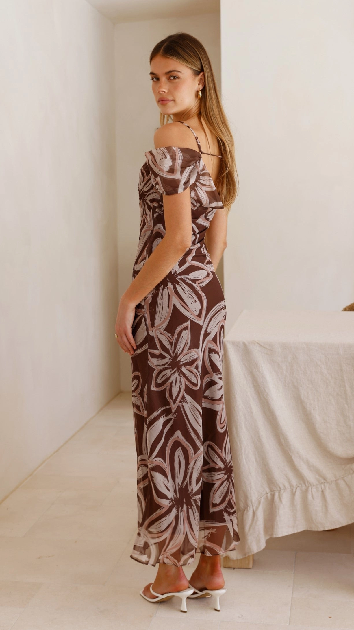 Smart and Polished Adrianna Midi Dress - Brown Floral