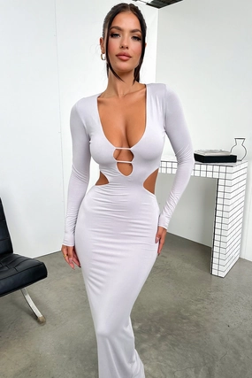Afia Maxi Dress - Grey Casual Feel Smart Vibe