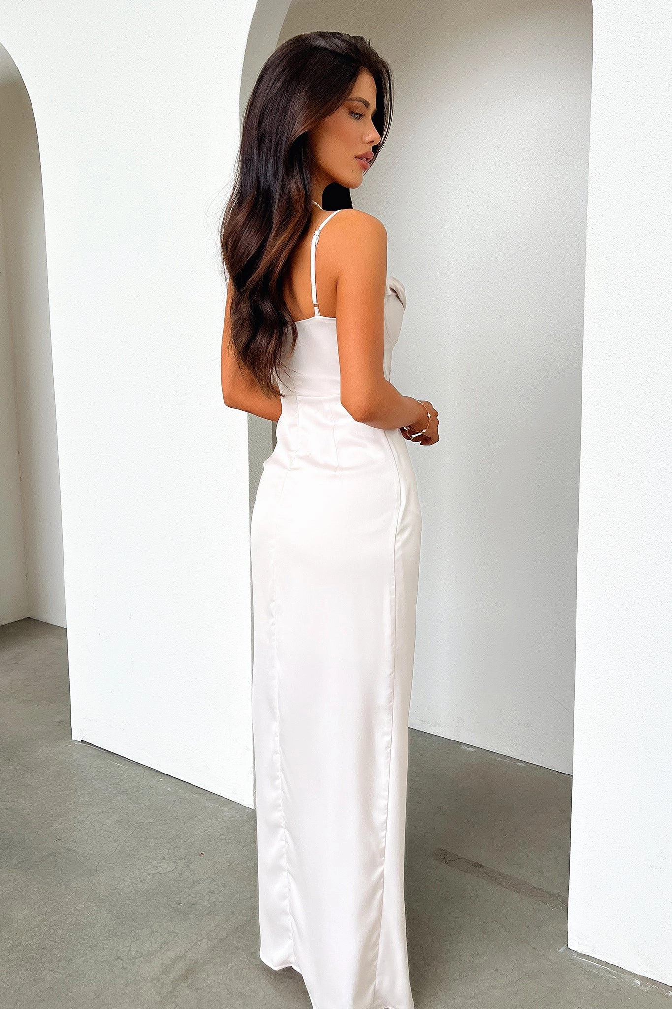 Aiana Satin Maxi Dress - Champagne Daily Flex Modern Waist