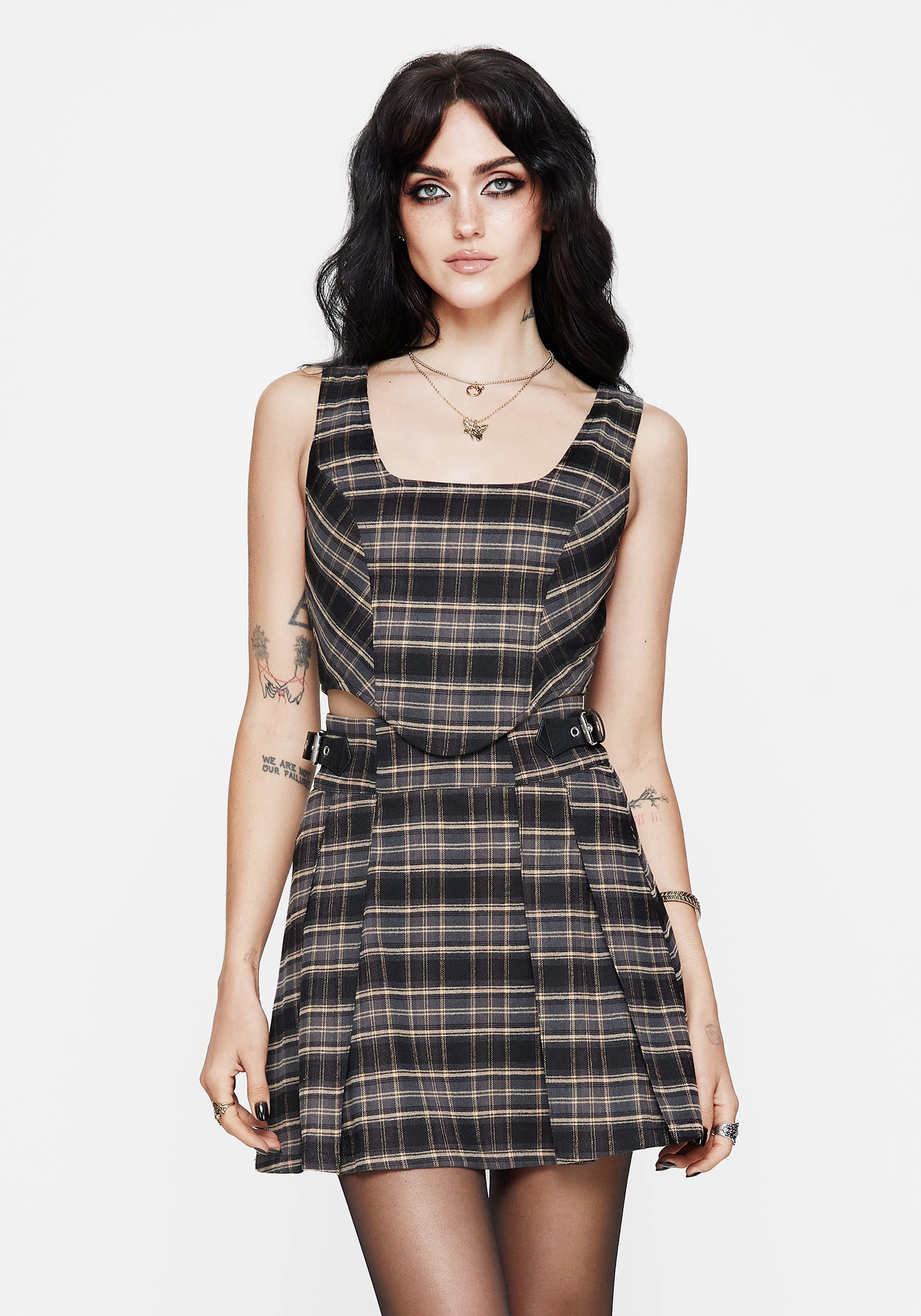 Aiden Check Buckle Detail Mini Skirt Pure Vibes High Density Weave