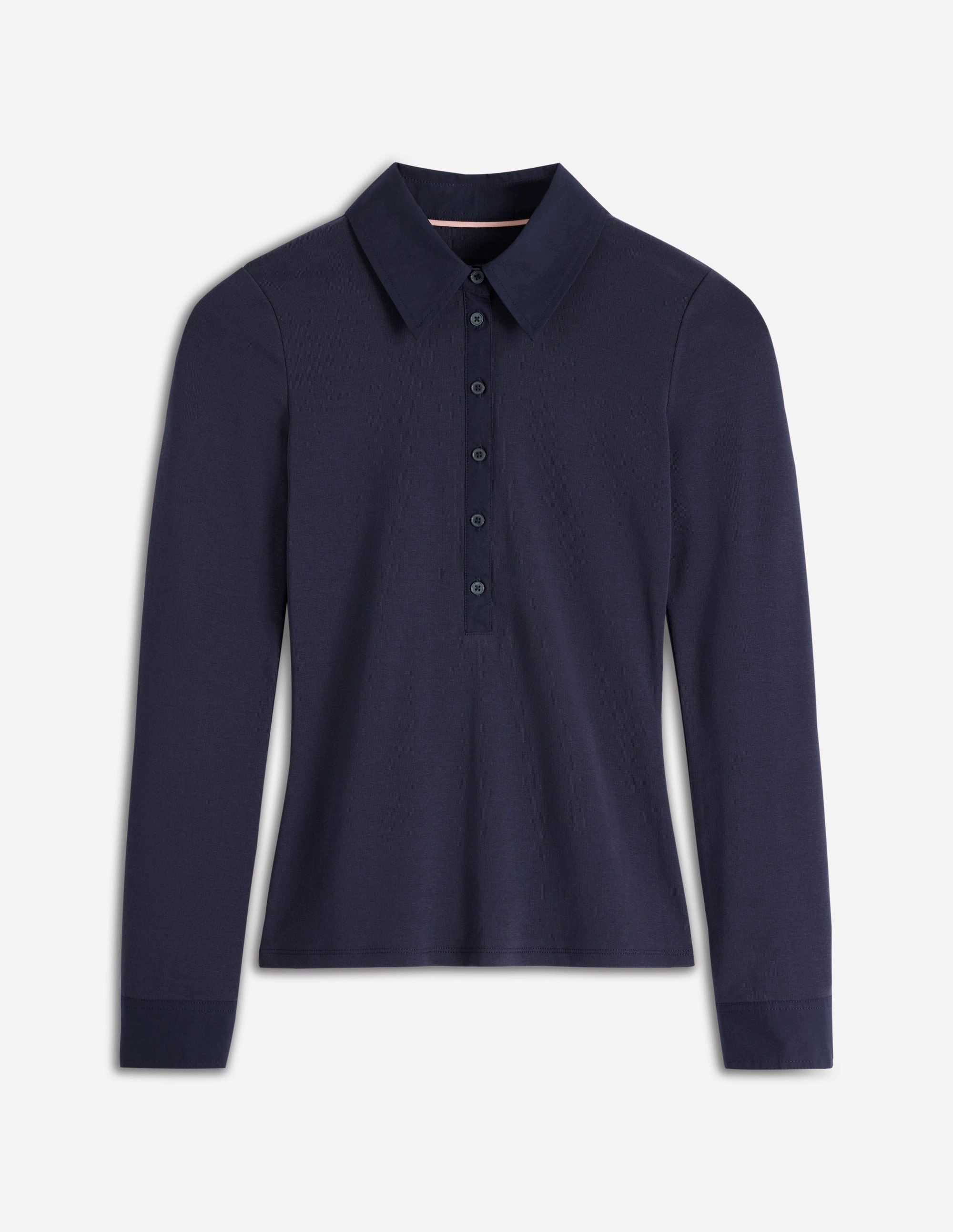 SunProtective Collared Placket Jersey Shirt-Navy