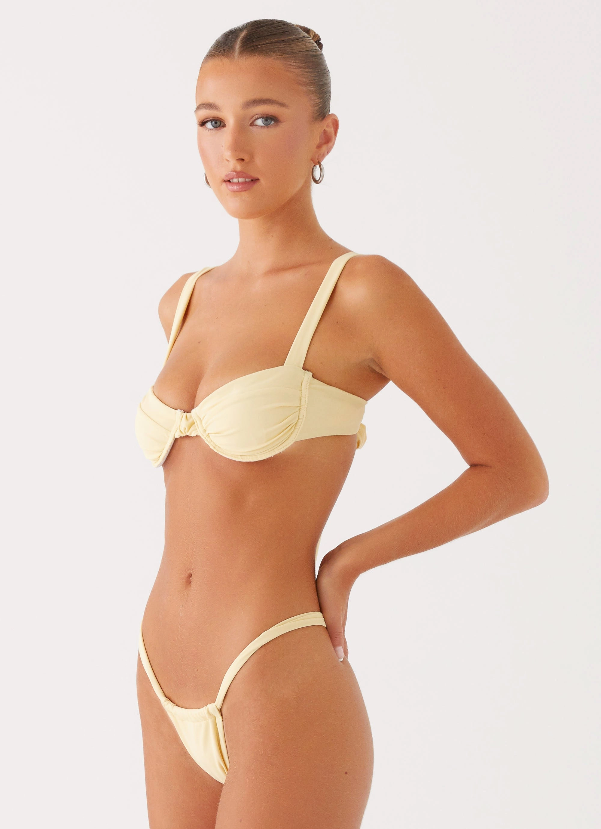 Soft Brushed Interior Anti Chafe Panels Airlie Scrunch Bikini Bottoms - Yellow