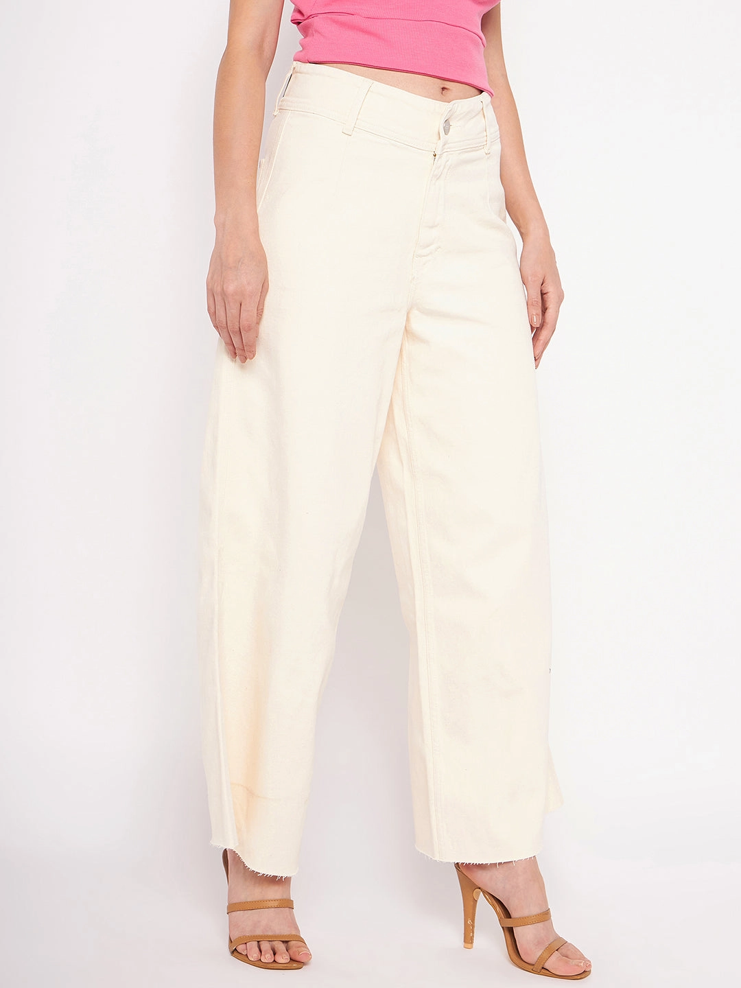 Madame Ivory Flared Cotton Pants Casual Solution