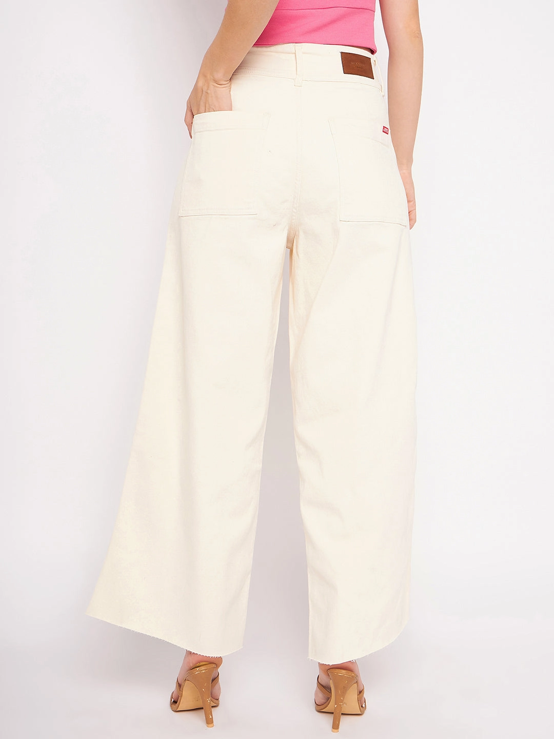 Madame Ivory Flared Cotton Pants Weekend Getaway Trend Setter Neutral Piece