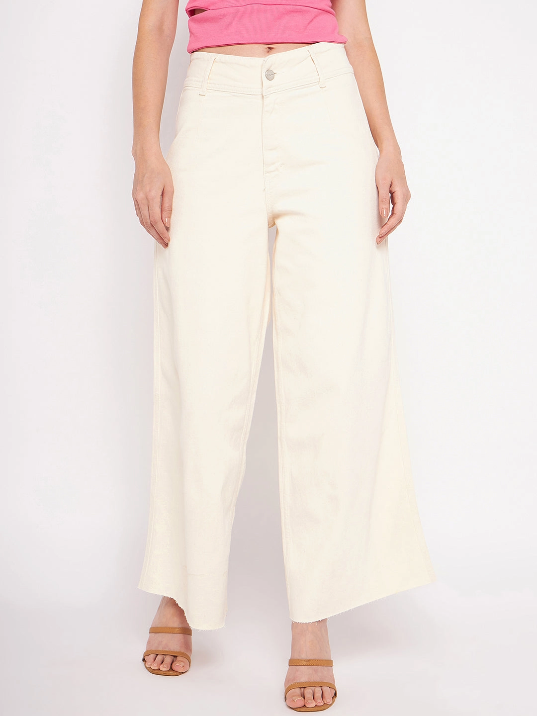 Madame Ivory Flared Cotton Pants Clean Silhouette