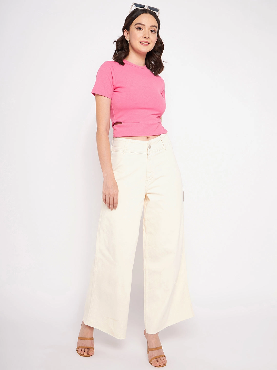 Madame Ivory Flared Cotton Pants Seasonless wear Morning Stroll Professional Wear Brunch Outfit