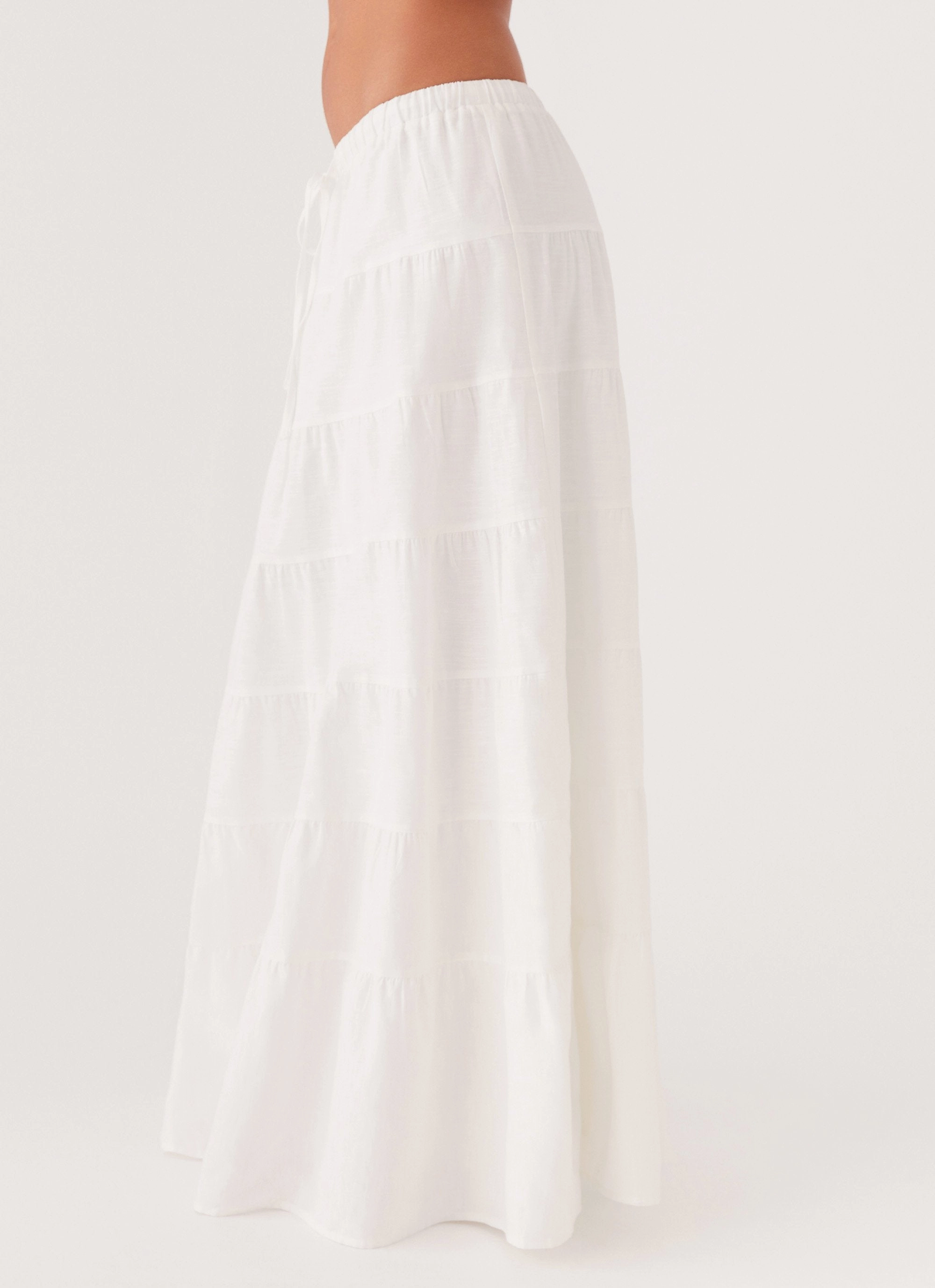 Mariella Linen Maxi Skirt - White Statement Fashion Wrinkle Resistant