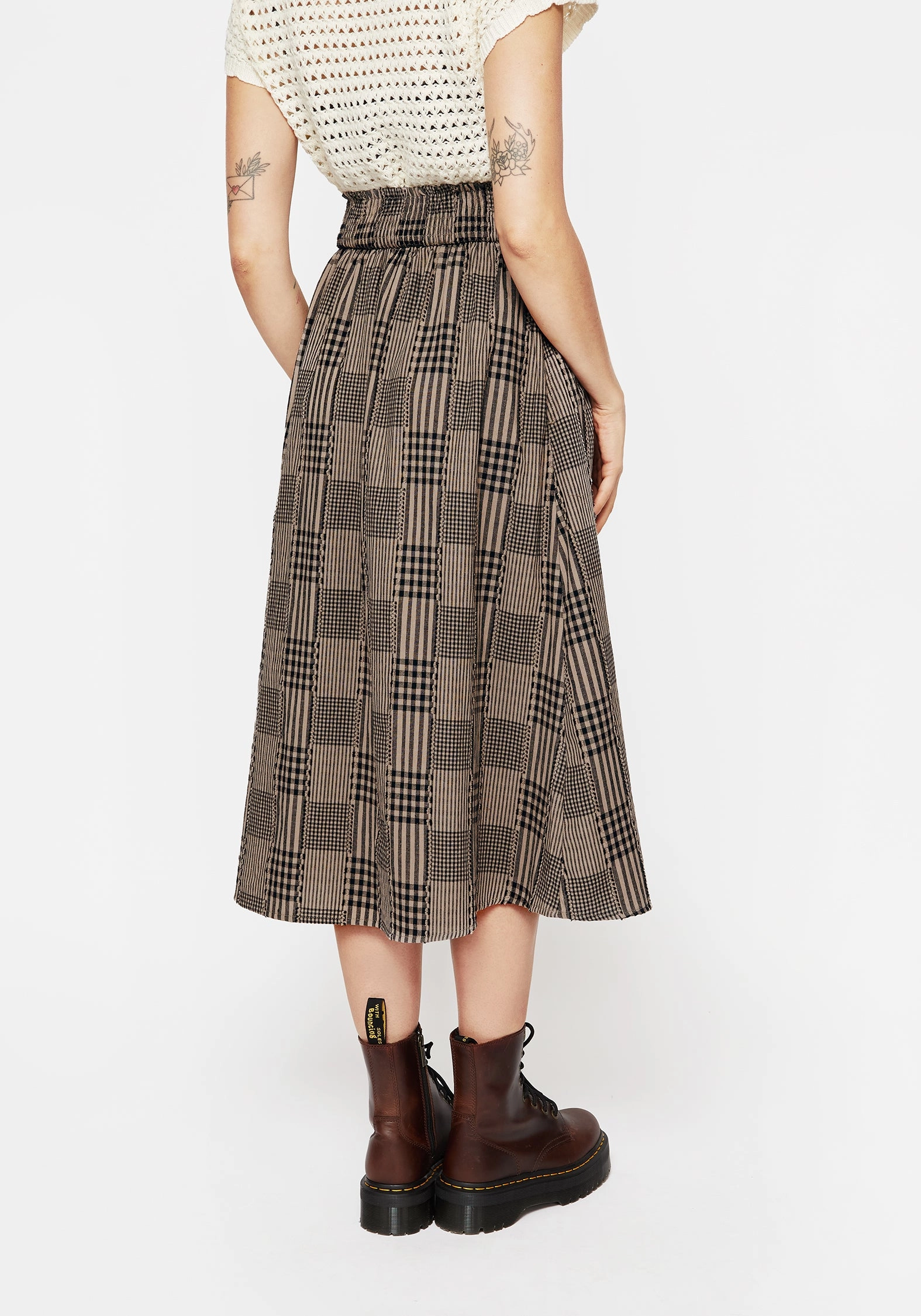 Mabel Check Midi Skirt Budget Friendly