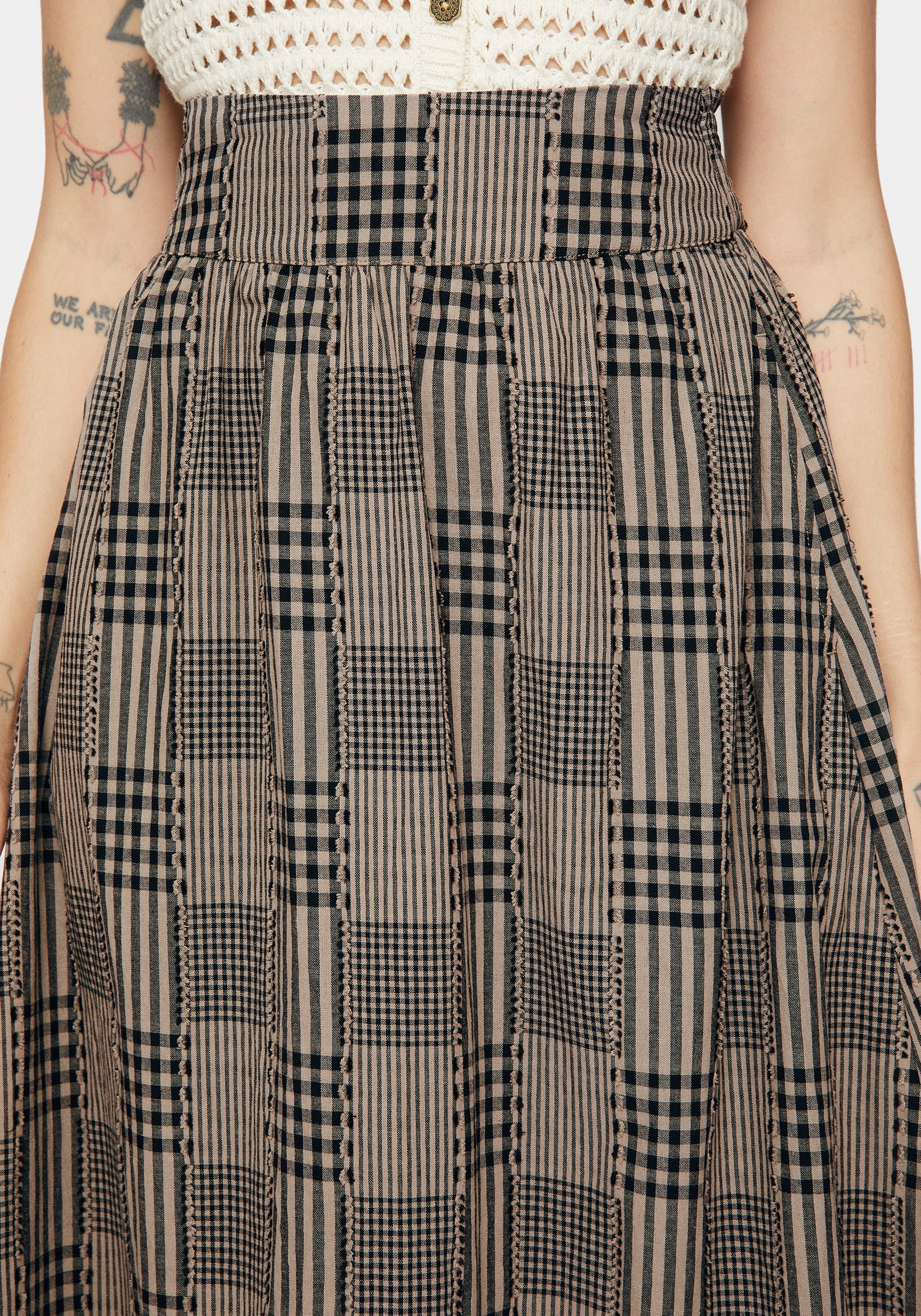 Mabel Check Midi Skirt Built In Shorts Fashion Tones