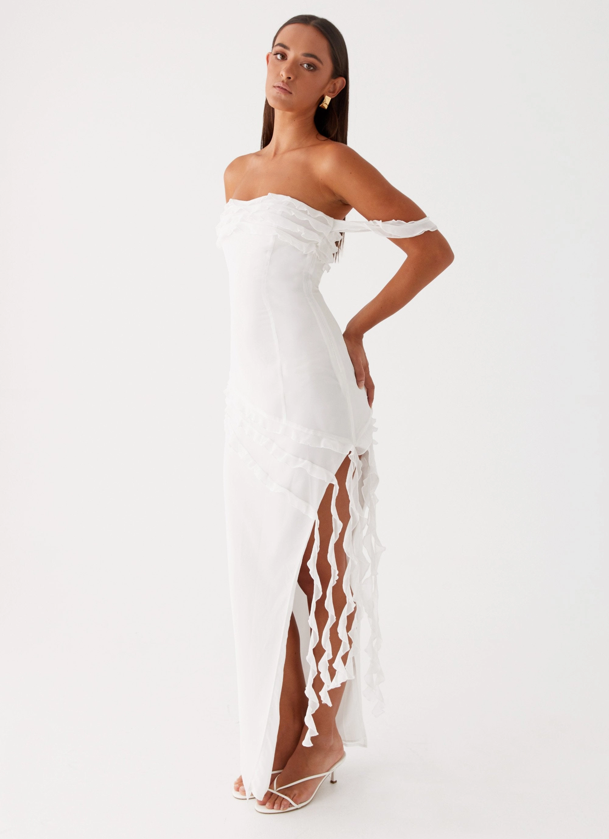 Alaska Maxi Dress - White velvet feel Eco-friendly