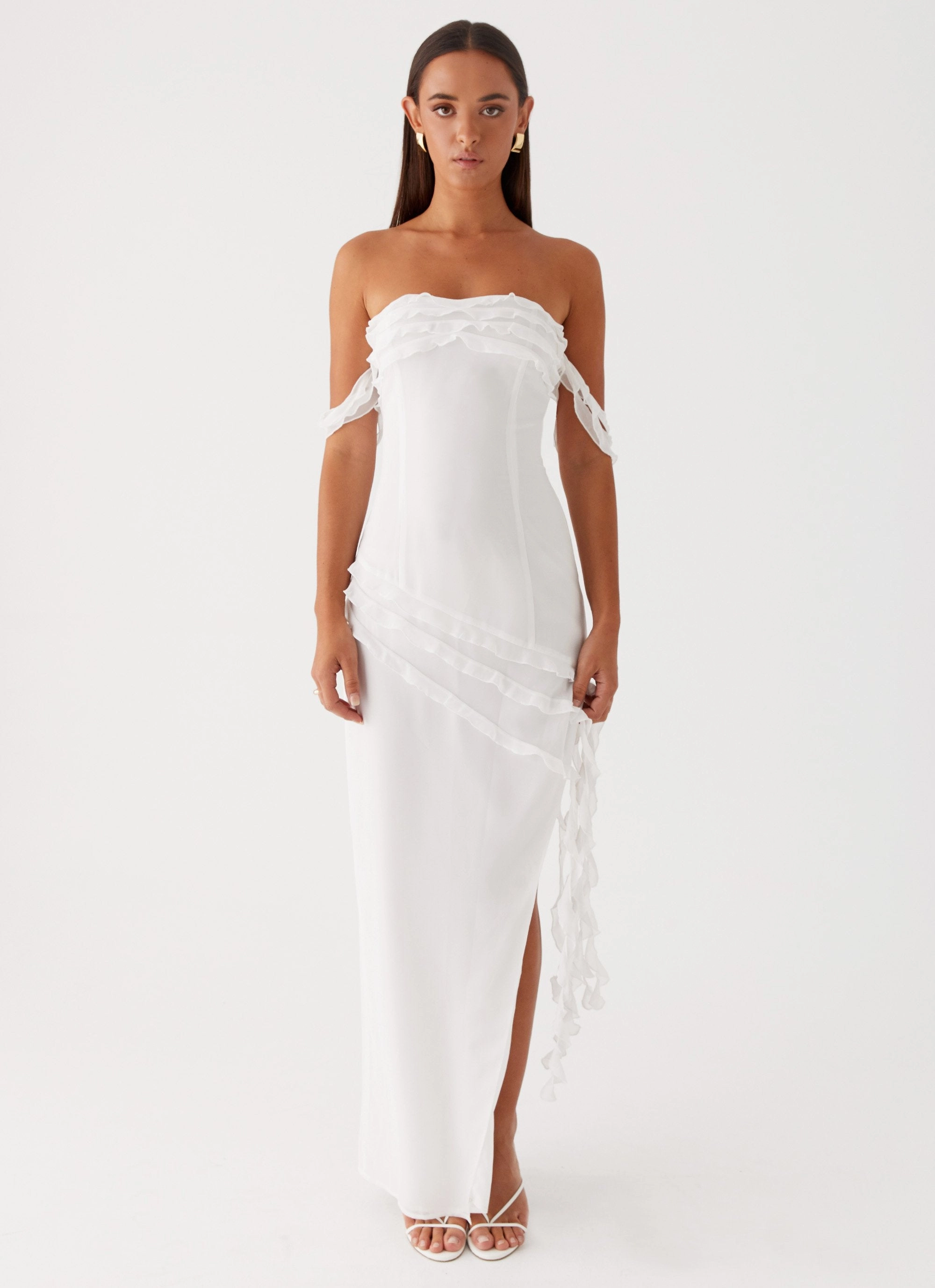 Alaska Maxi Dress - White Travel Friendly Sleek Form