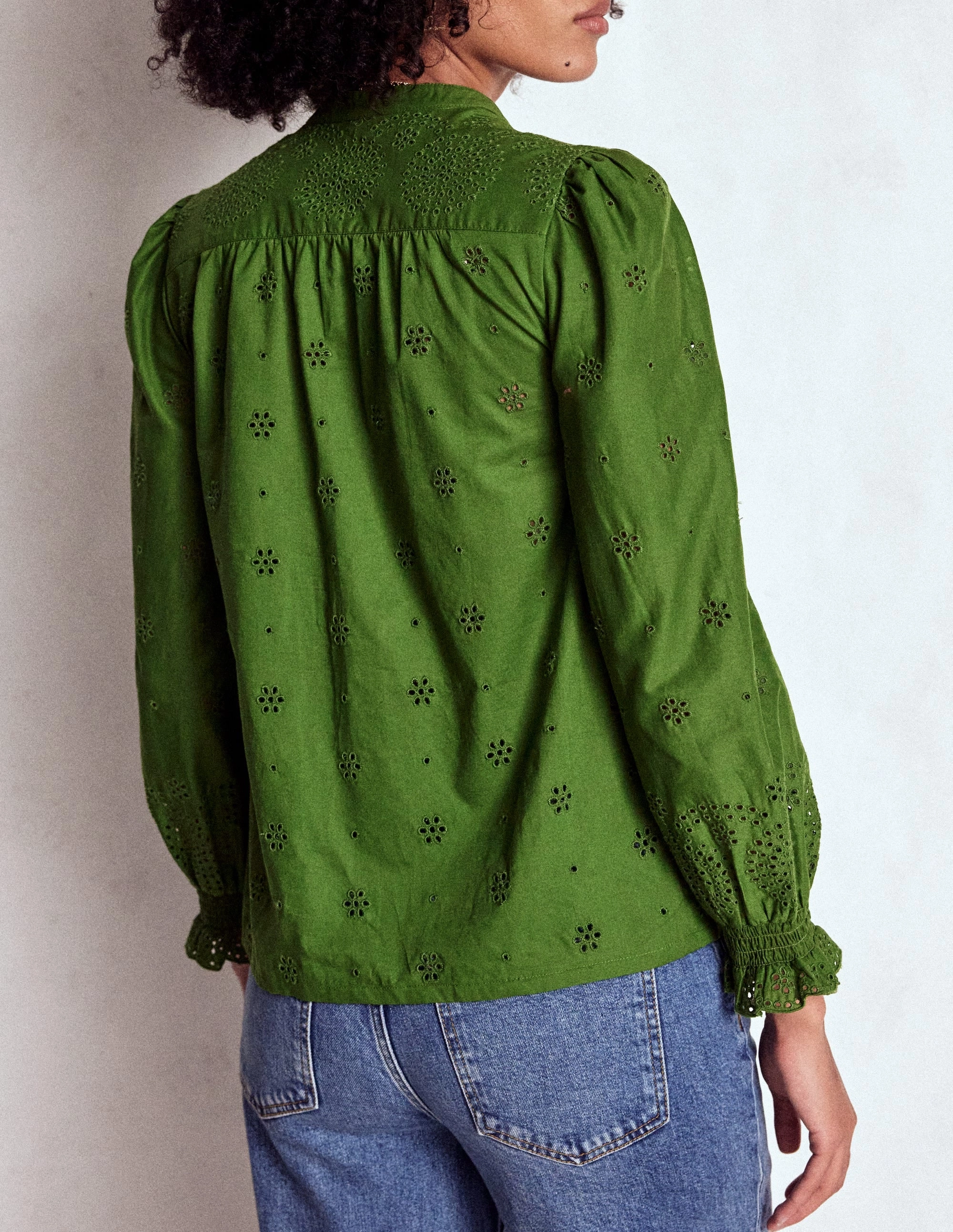 Warm Fabric Alice Broderie Top-Promenade Green