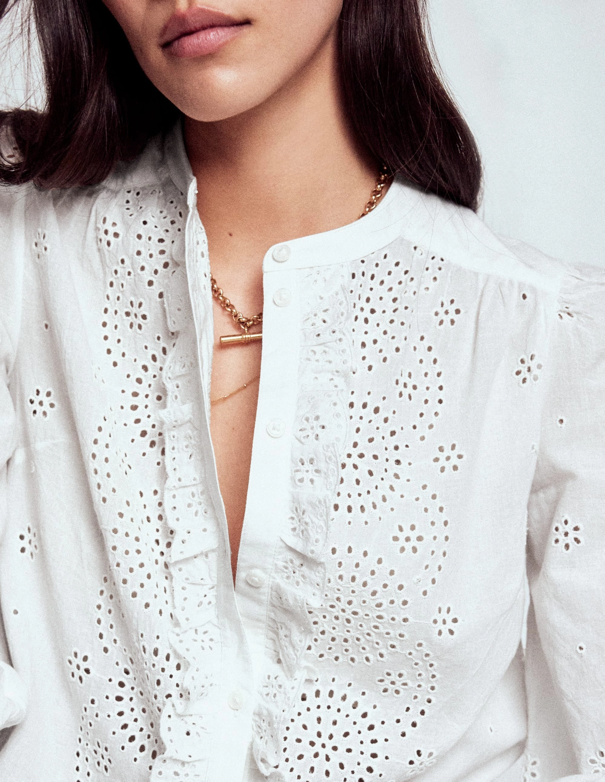 Alice Broderie Top-White BreathableMesh Summer Sweater