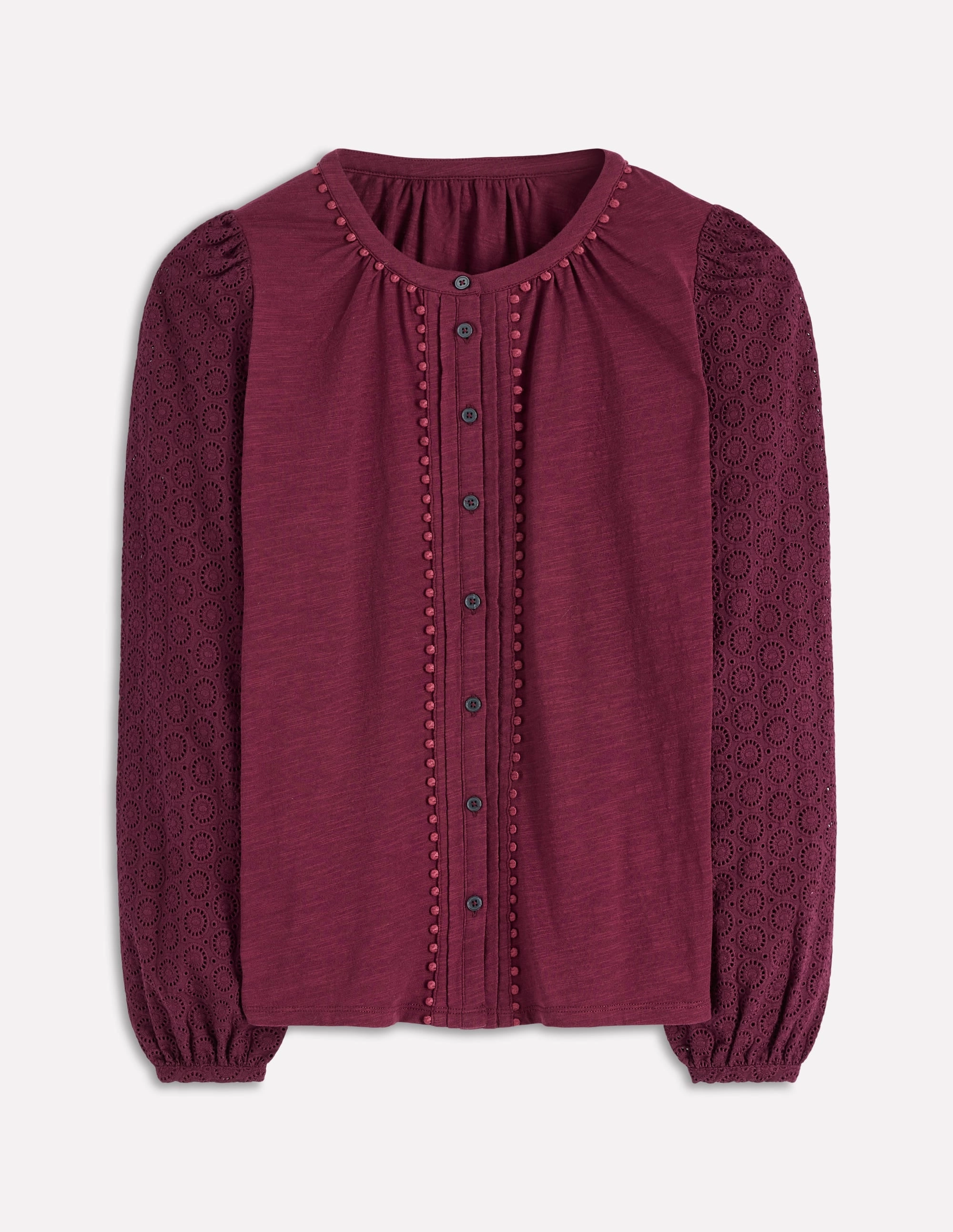 AllDayComfort Eden Broderie Jersey Shirt-Deep Wisteria