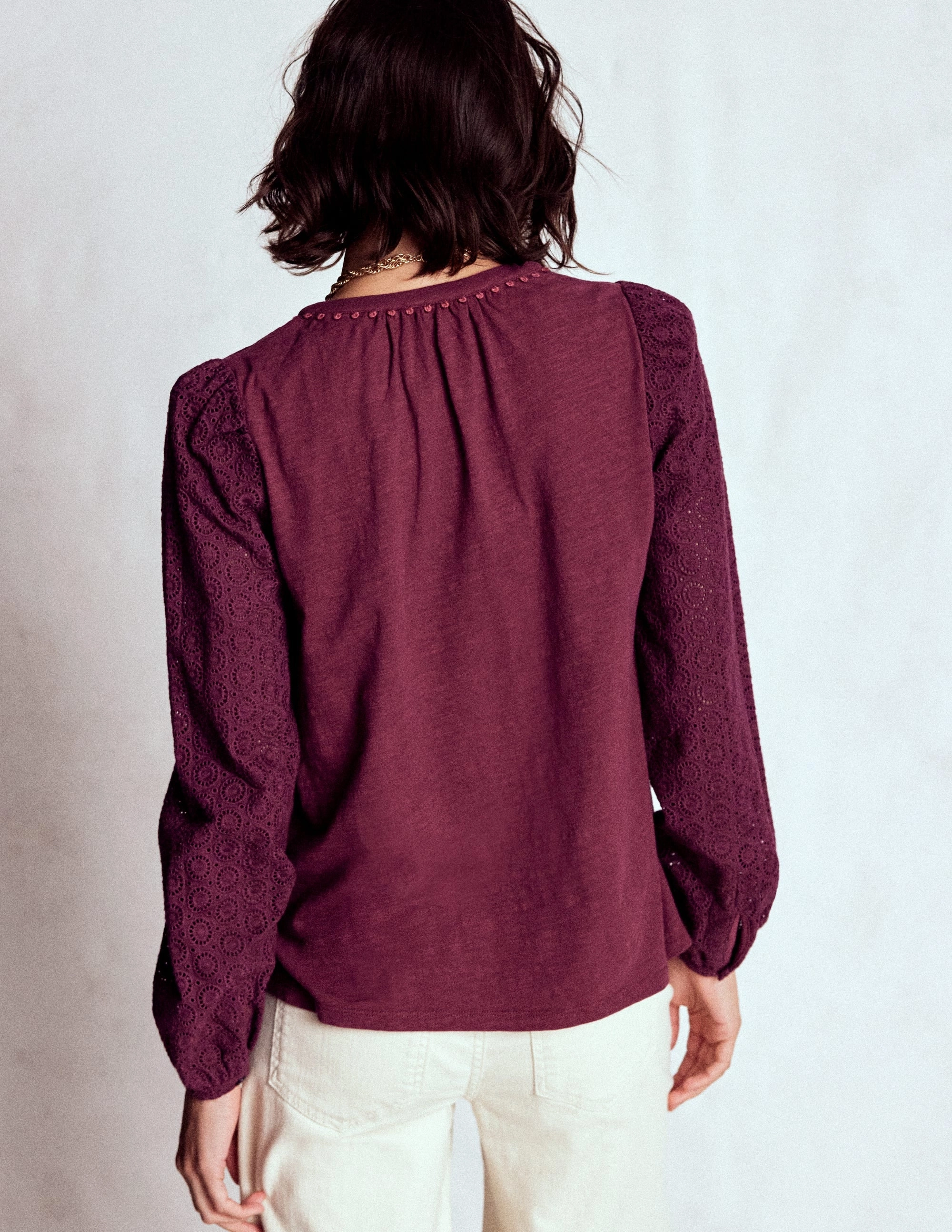 MultiPocket All Purpose Casual Cut Eden Broderie Jersey Shirt-Deep Wisteria