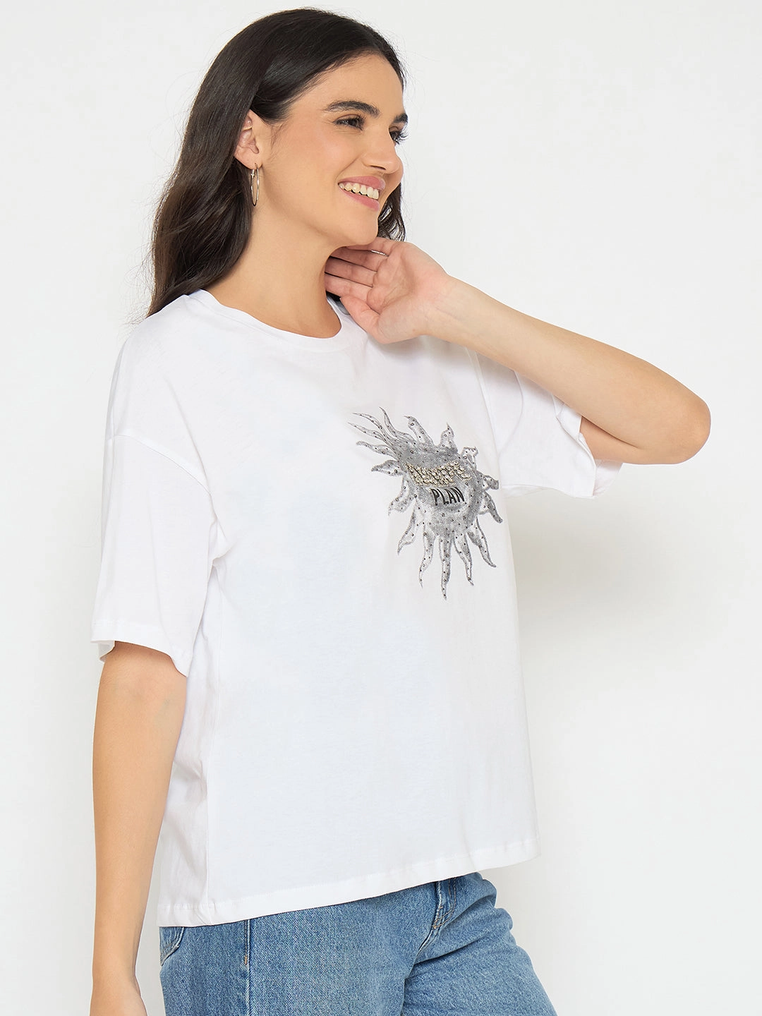 Chill Vibe Comfy Look Madame Graphic Print White Cotton T-shirt