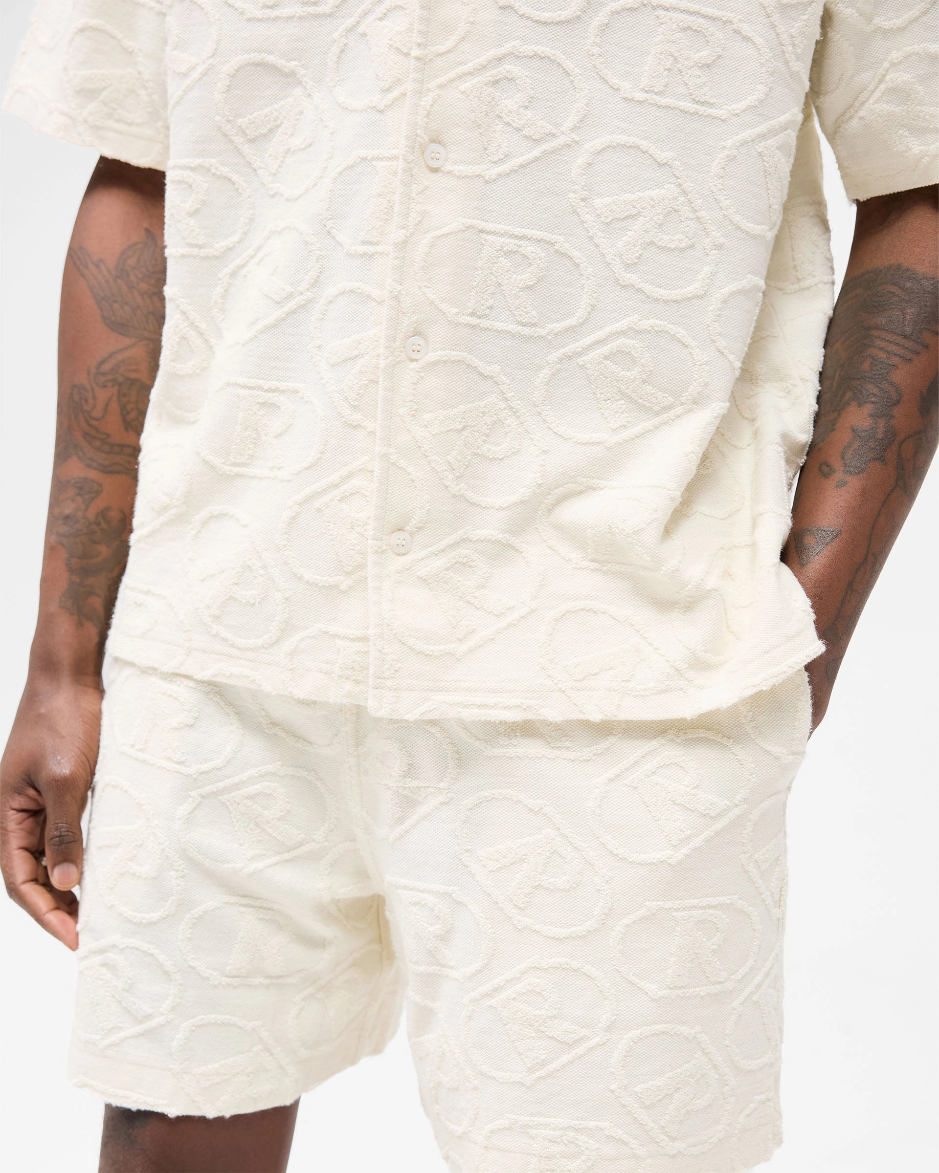 All Over Print Towel Short - Aged White Birthday gift