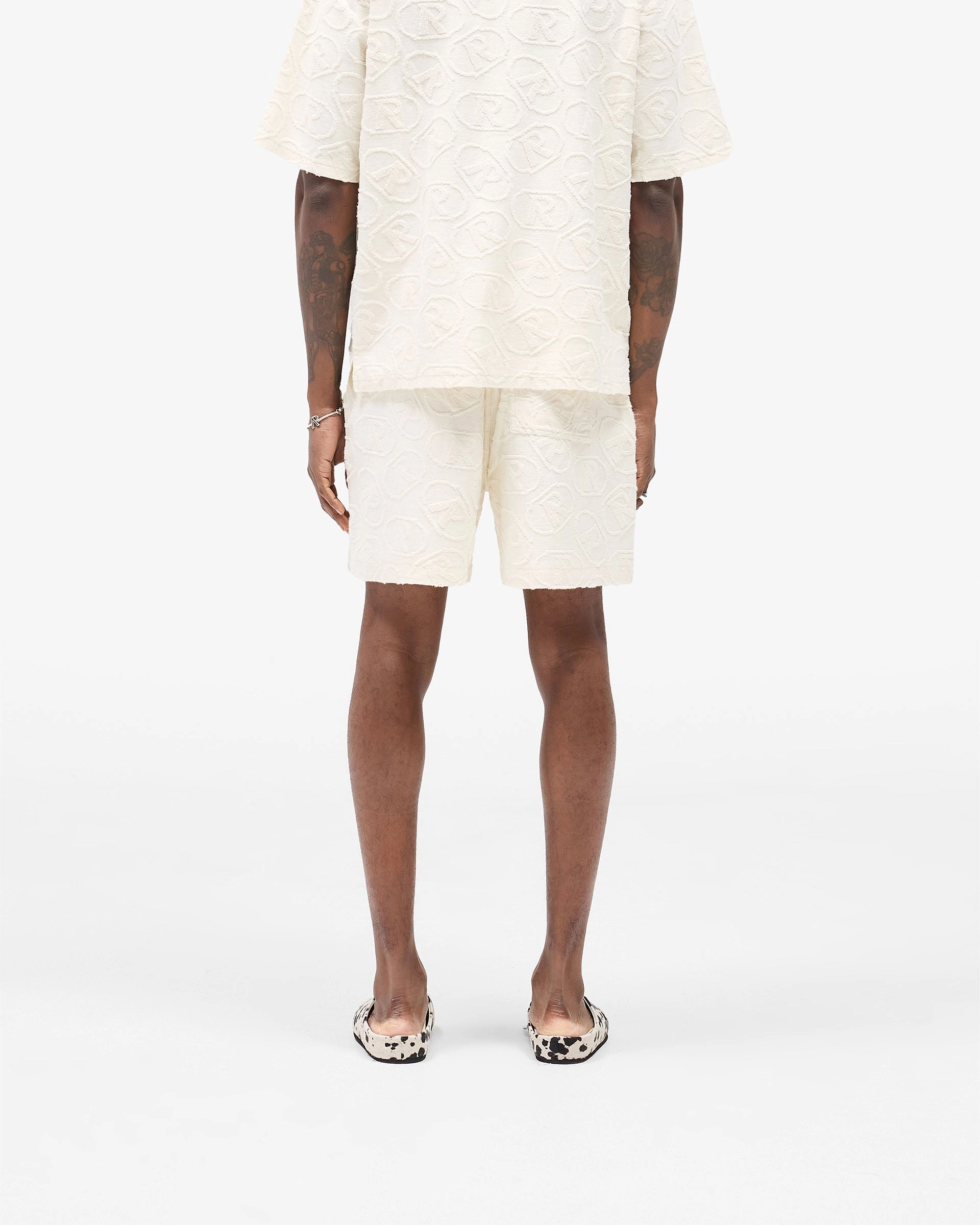 Odor Lock Technology All Over Print Towel Short - Aged White