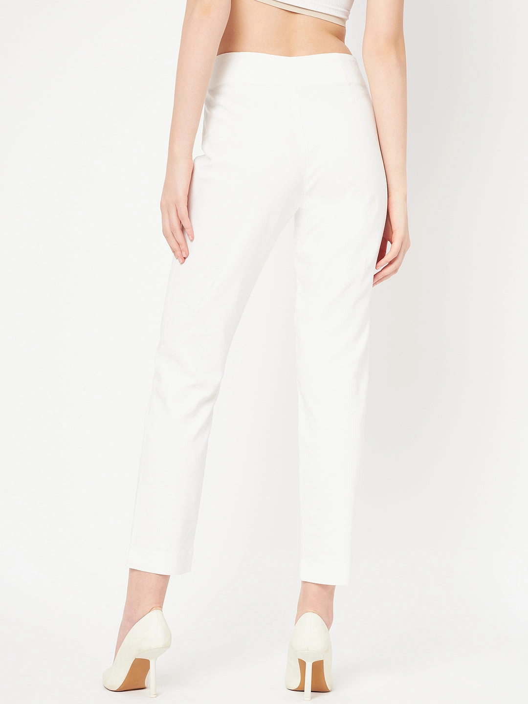 Quick Change Madame White Solid Trouser