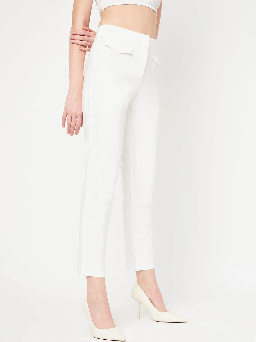AllDayCompression NonSlipGrip Madame White Solid Trouser