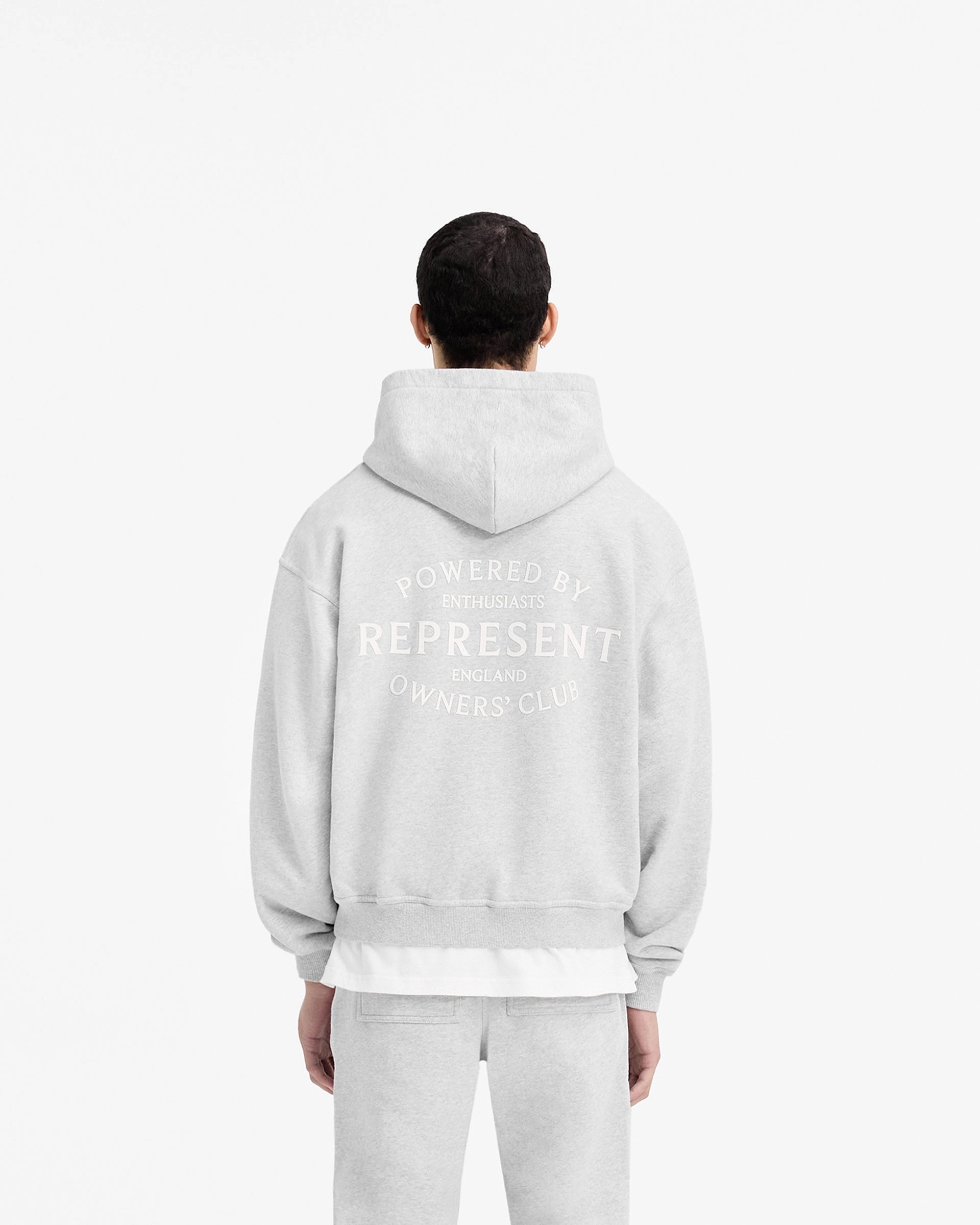 Lightweight Midlayer Option Slim Profile Represent Owners Club Stamp Zip Up Hoodie - Ash Grey
