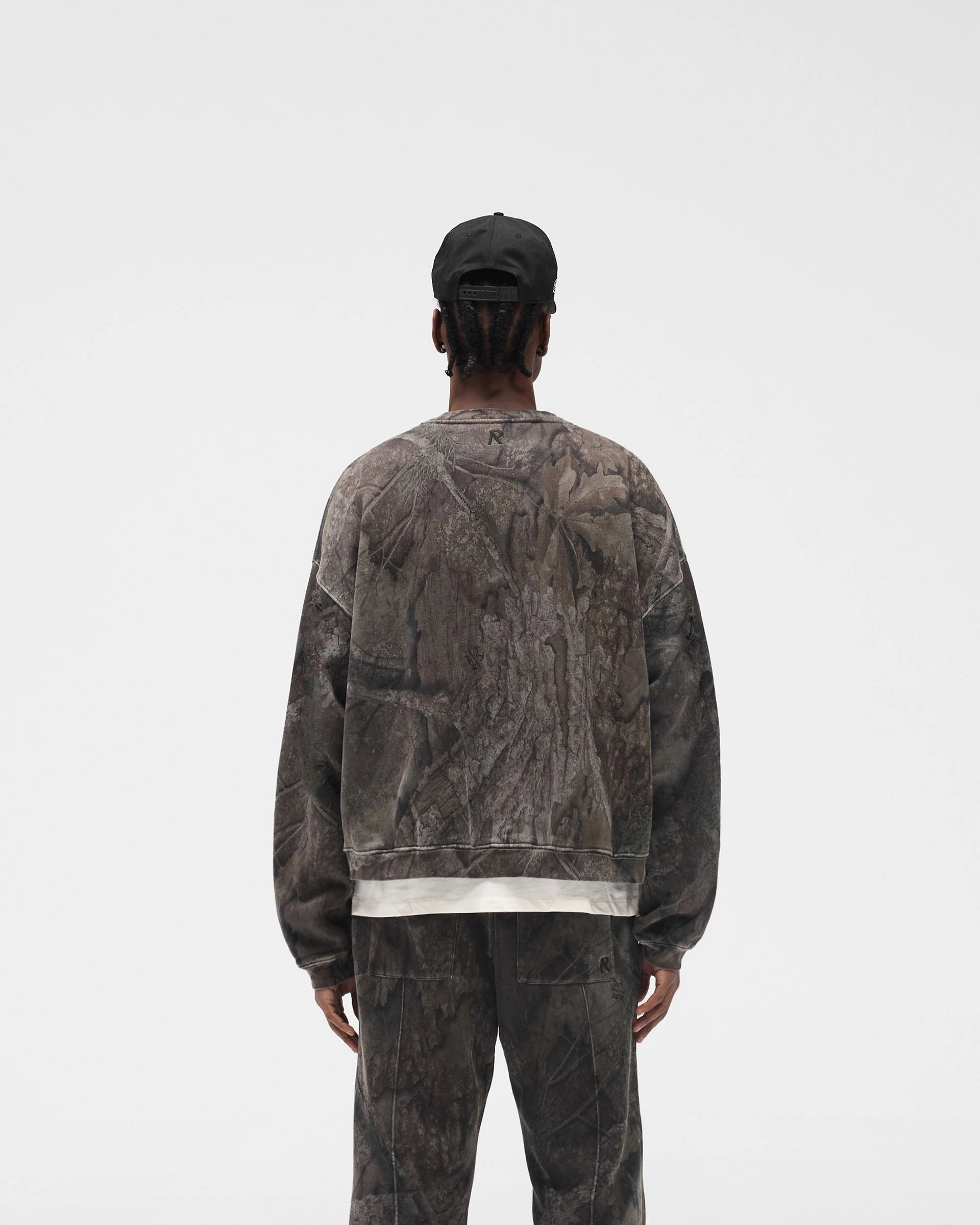Initial Overdye Realtree? Boxy Sweater - Overdyed Black Performance Flex Knit Fabric