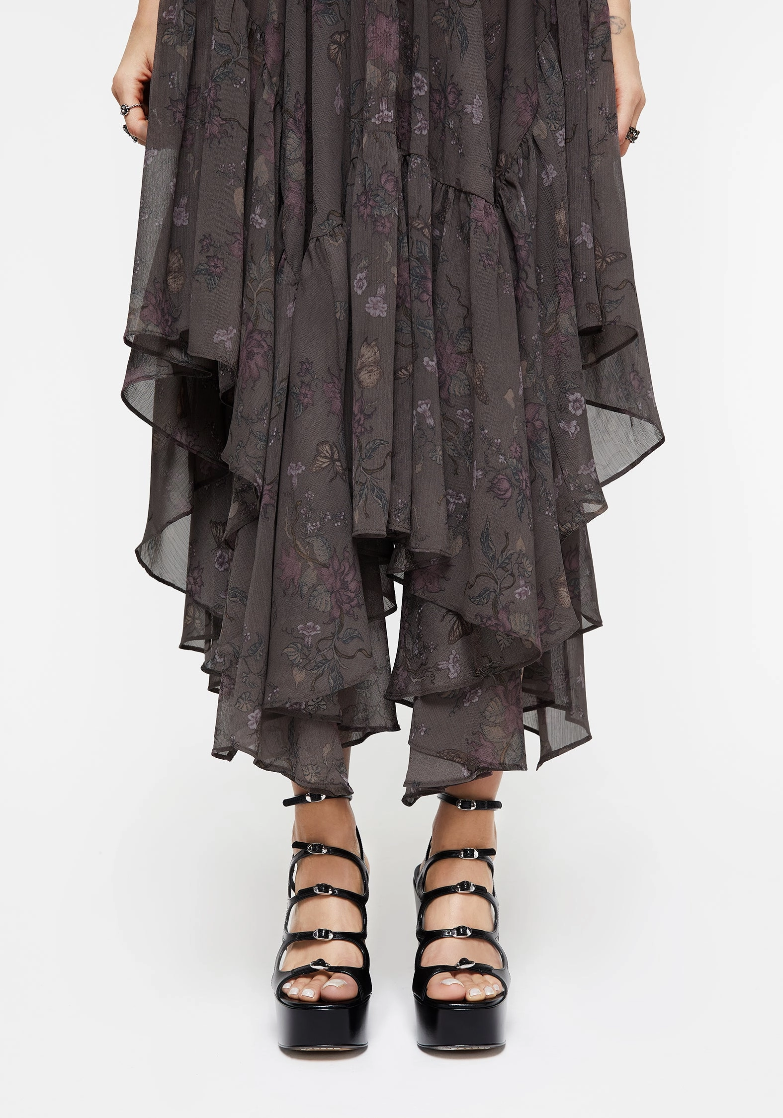 Layered Look Arnora Chiffon Handkerchief Hem Midaxi Skirt