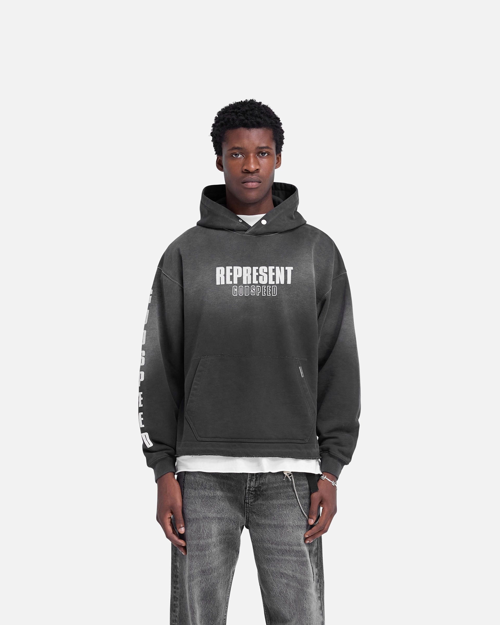 Structured Hood Shape Polo wear Godspeed Hoodie - Aged Black